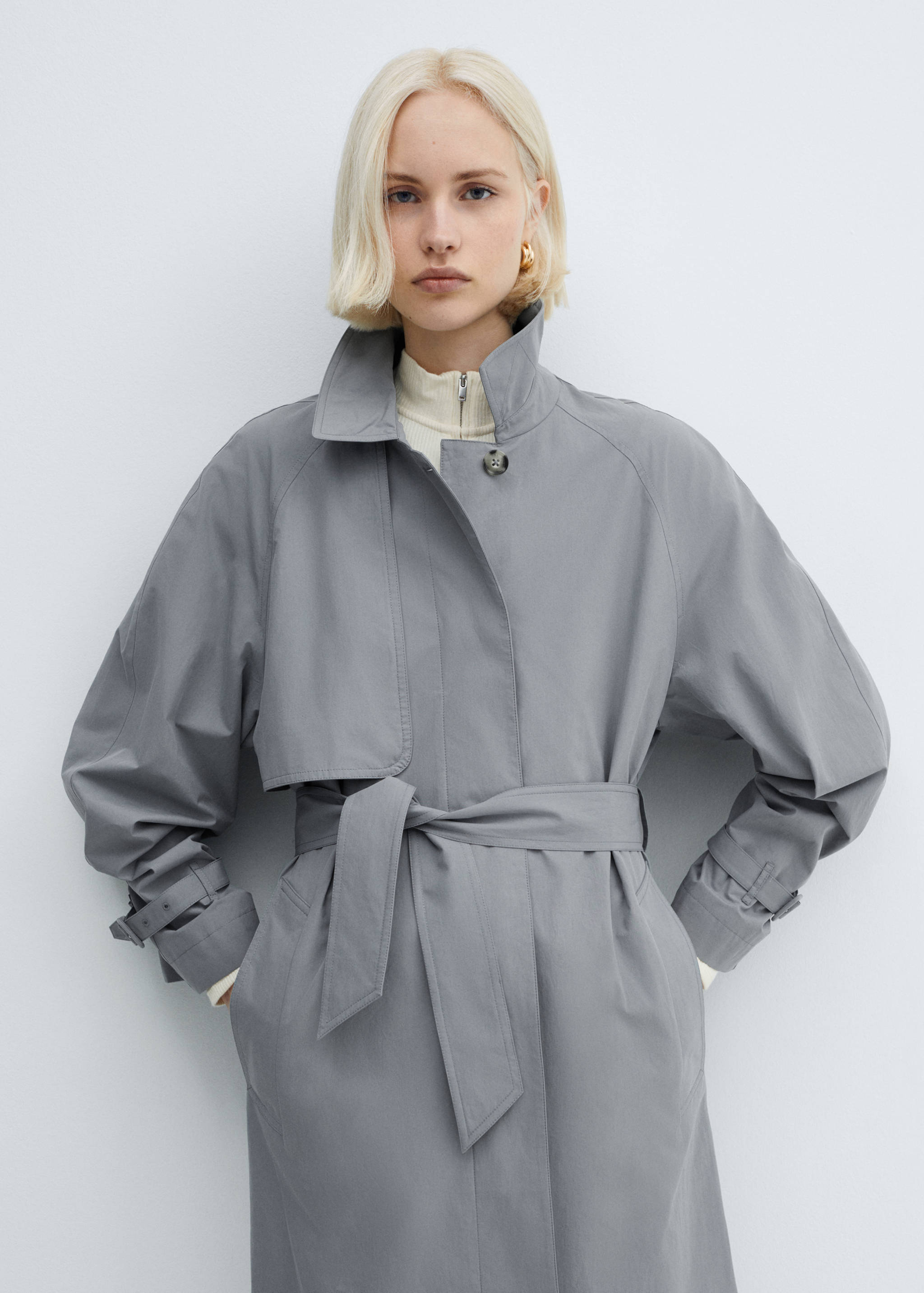 Cotton trench coat with belt - Medium plane