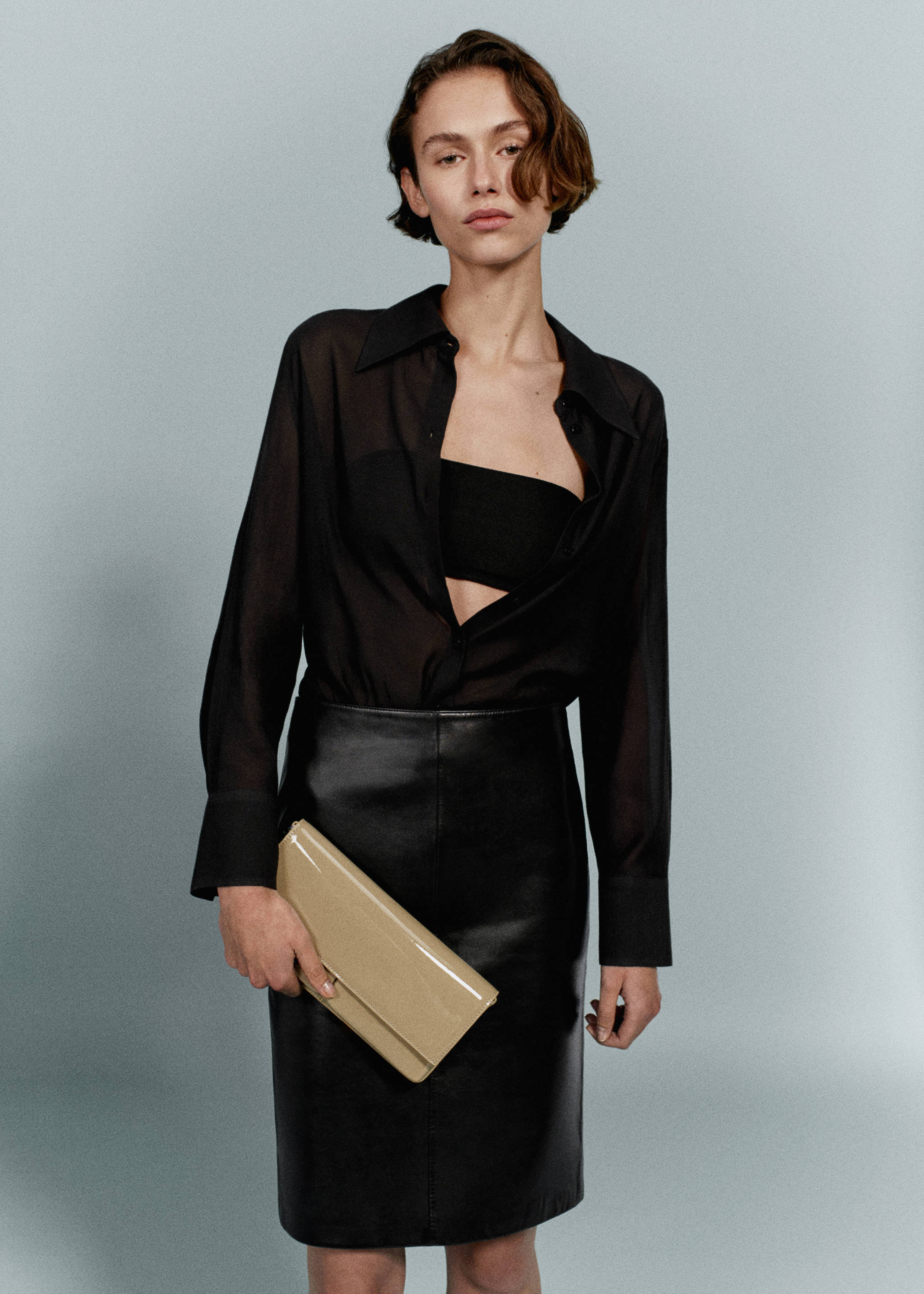 페이턴트 가죽 이펙트 더블 구성 백 - 일반 평면도