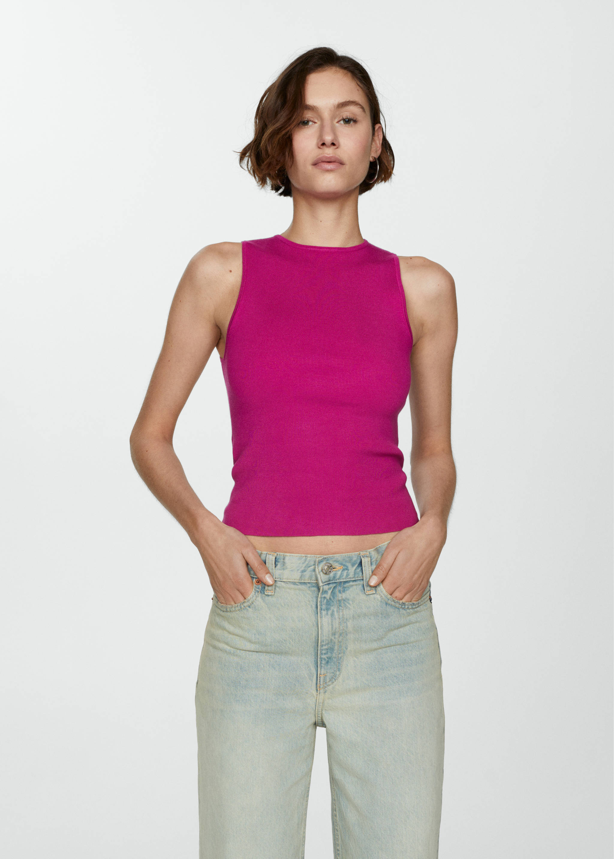 Knitted top with wide straps - Medium plane