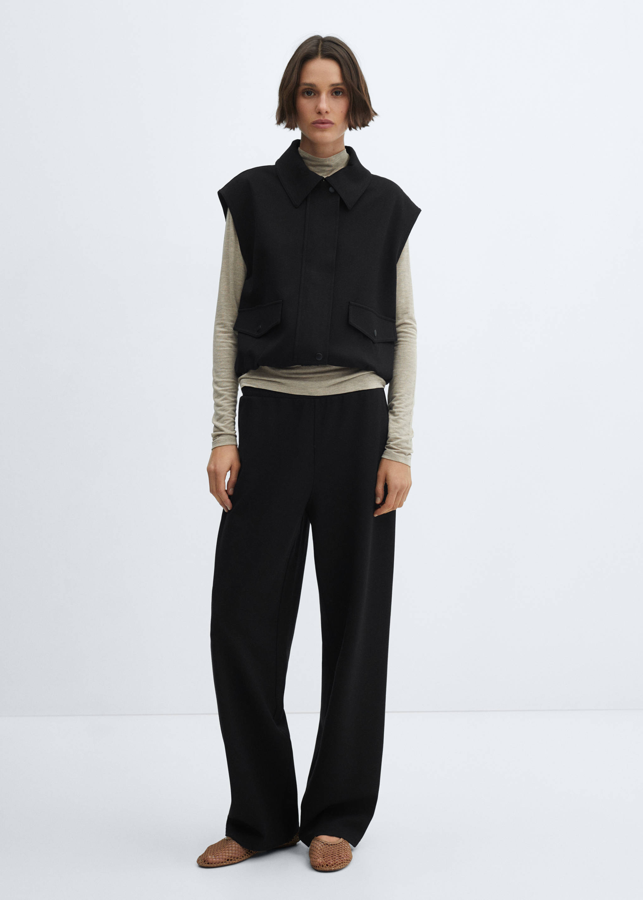 Straight-fit trousers with elastic waist - General plane