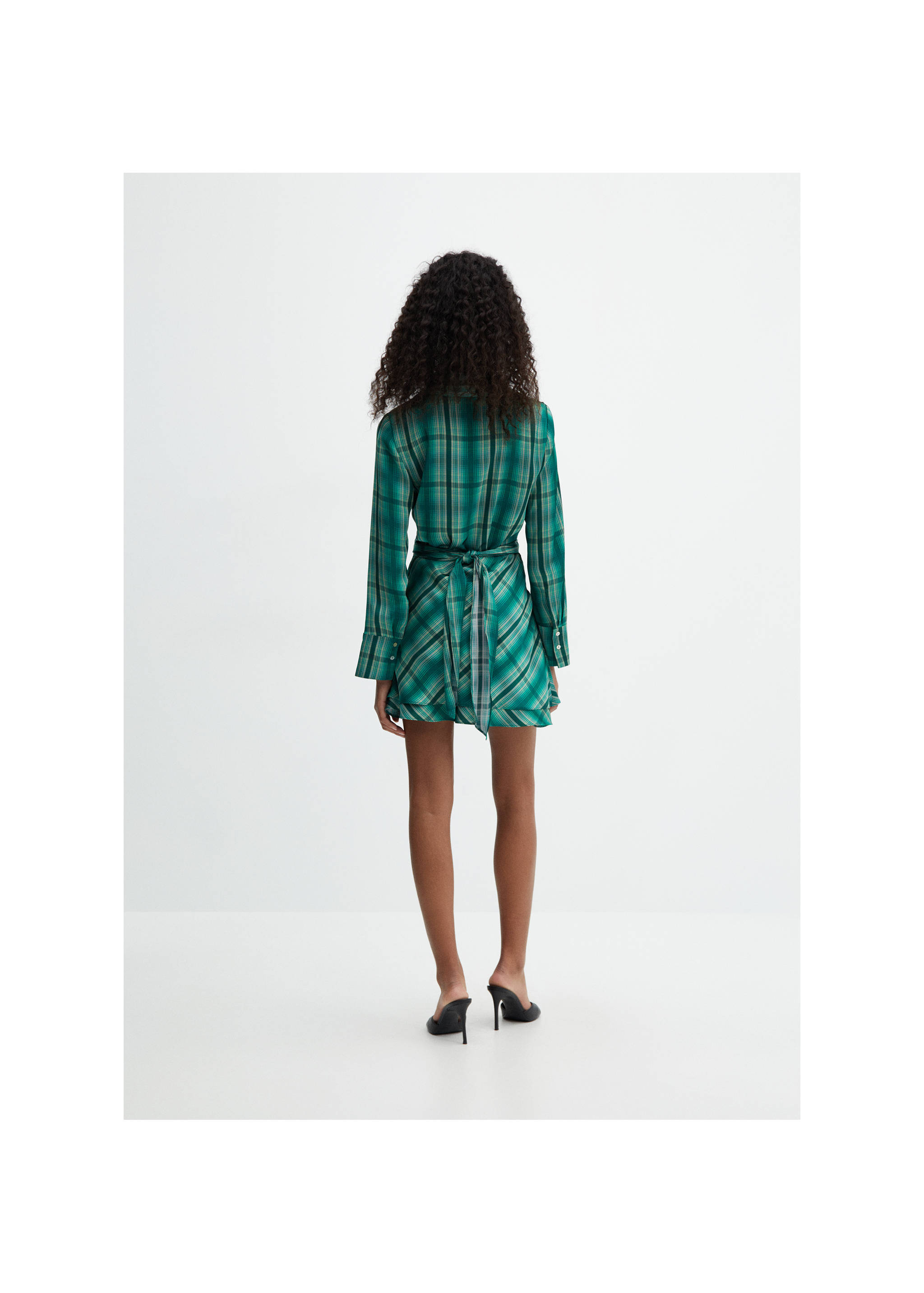 Check bow dress - Reverse of the article, Green. Ref: 67045754-00.