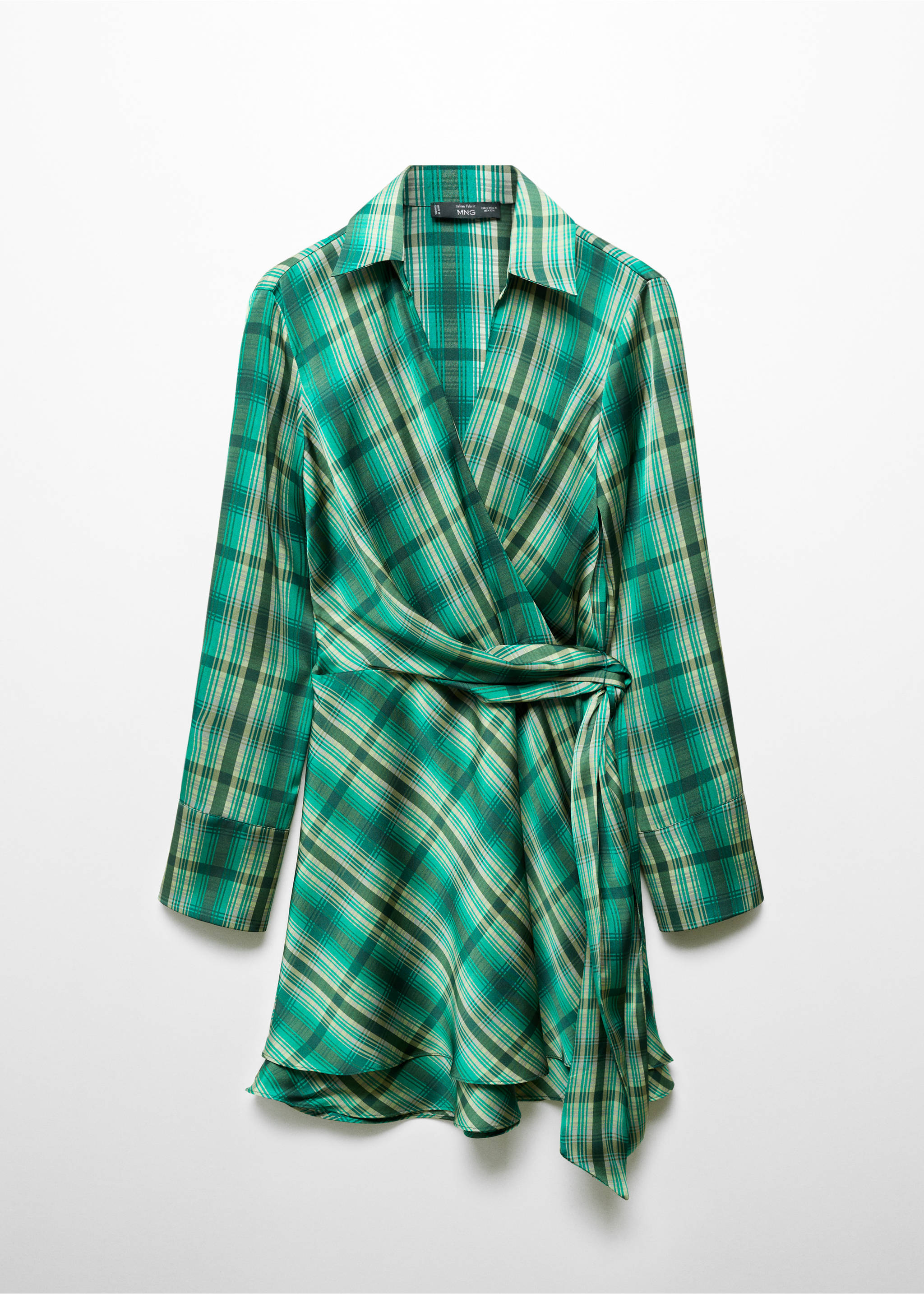 Check bow dress - Article without model, Green. Ref: 67045754-00.