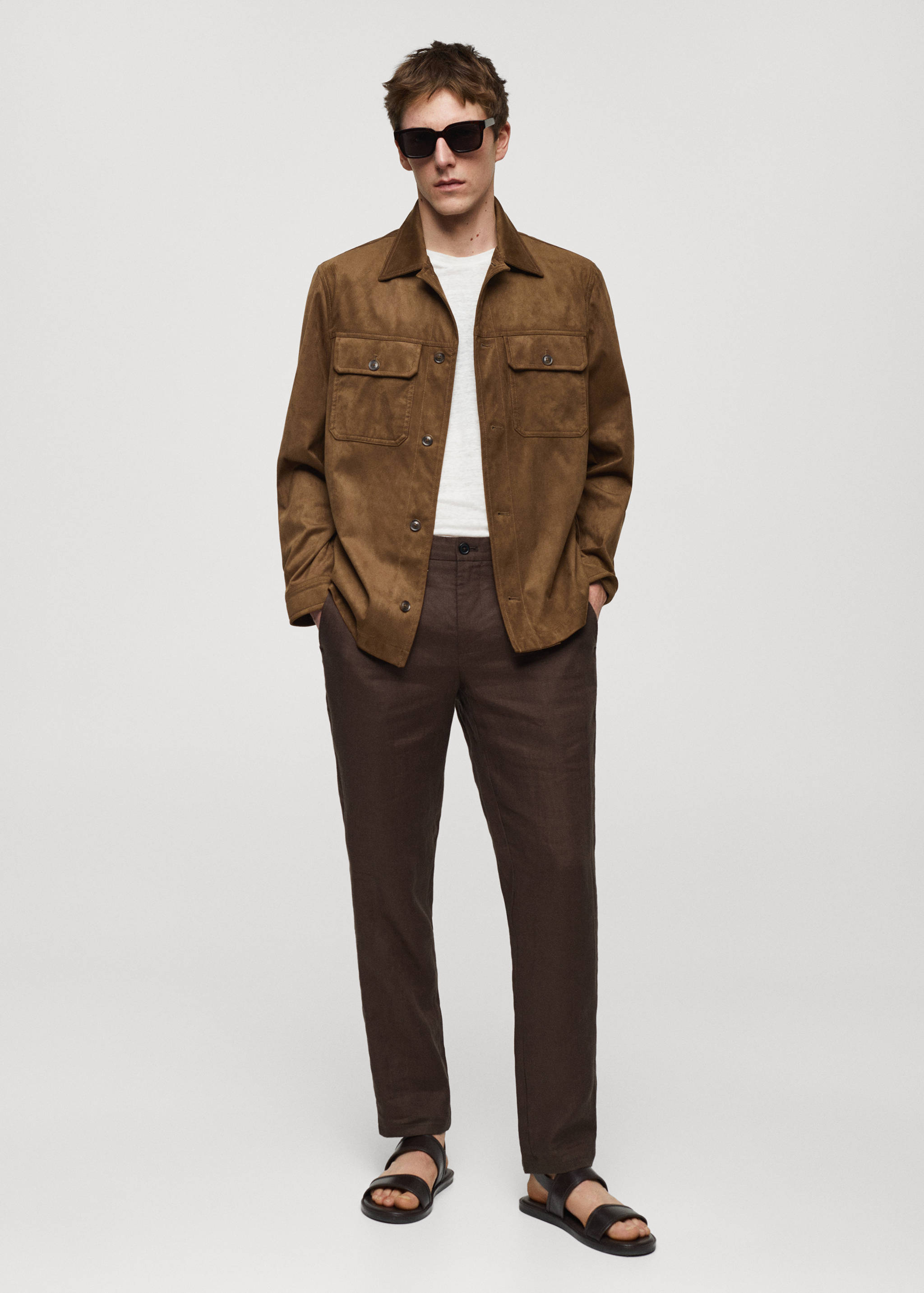 Overshirt mit Wildleder-Effekt und Taschen - Allgemeine Ansicht