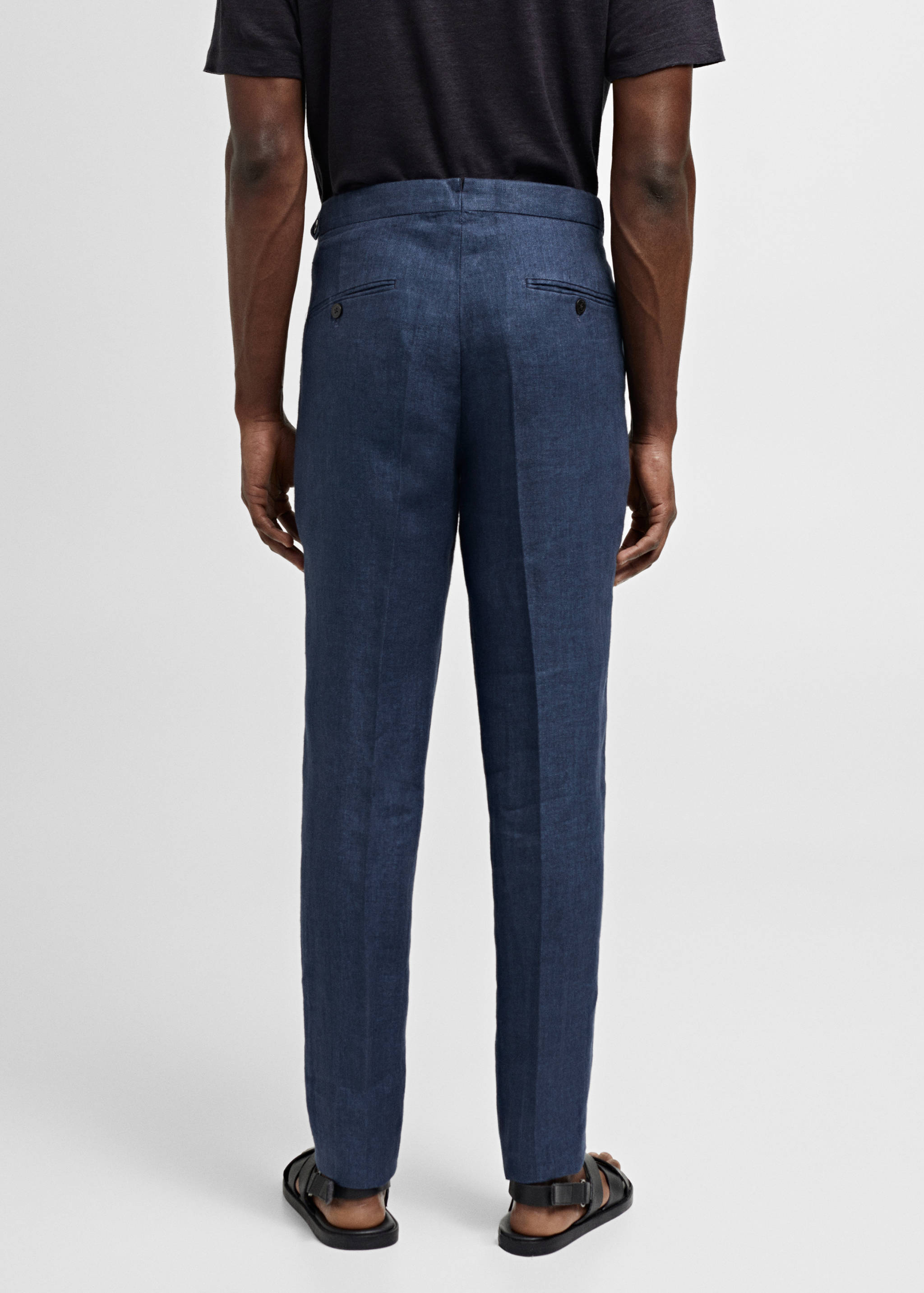 Pantalón traje slim fit 100% lino espiga - Reverso del artículo