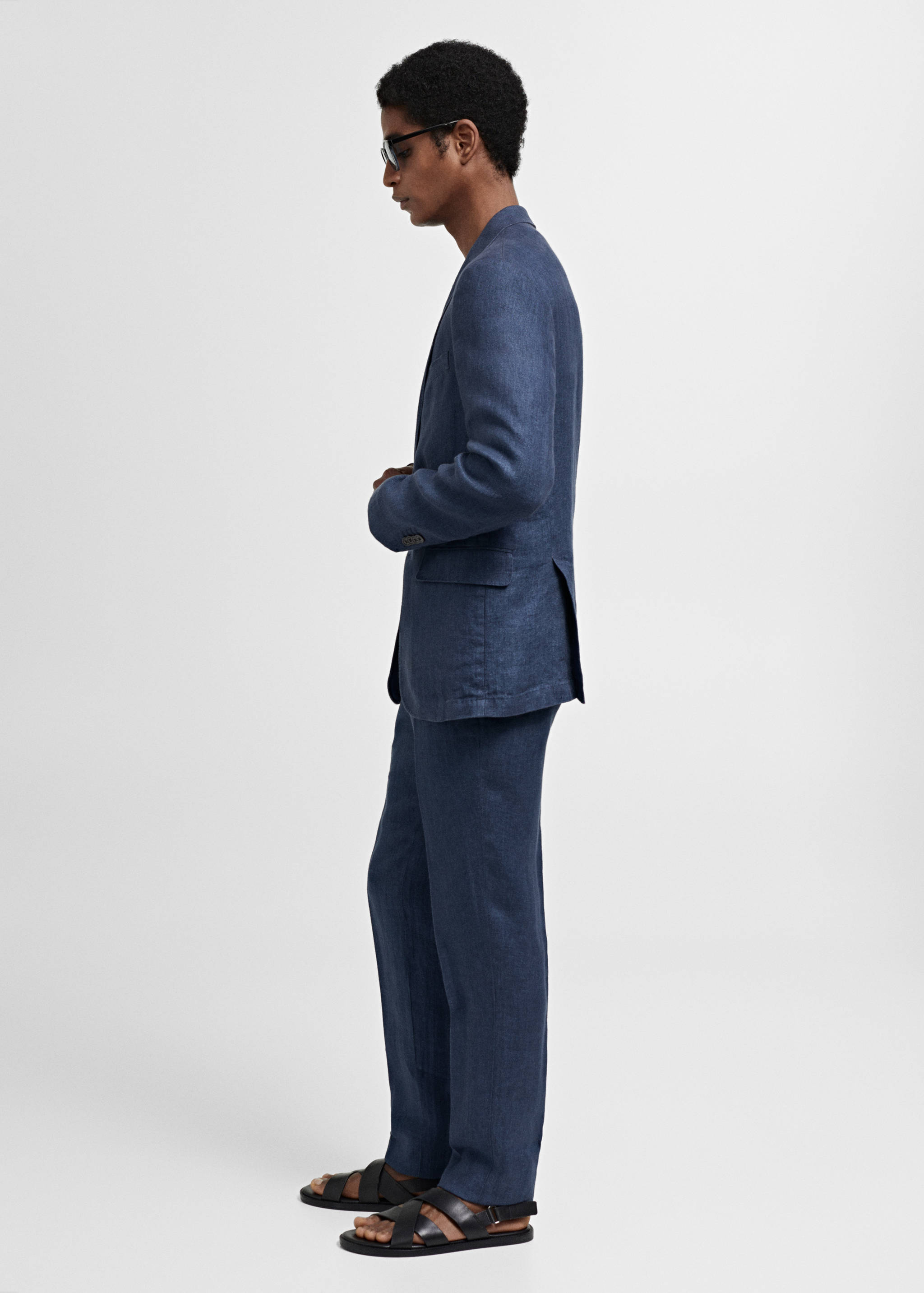 Pantalón traje slim fit 100% lino espiga - Detalle del artículo 2