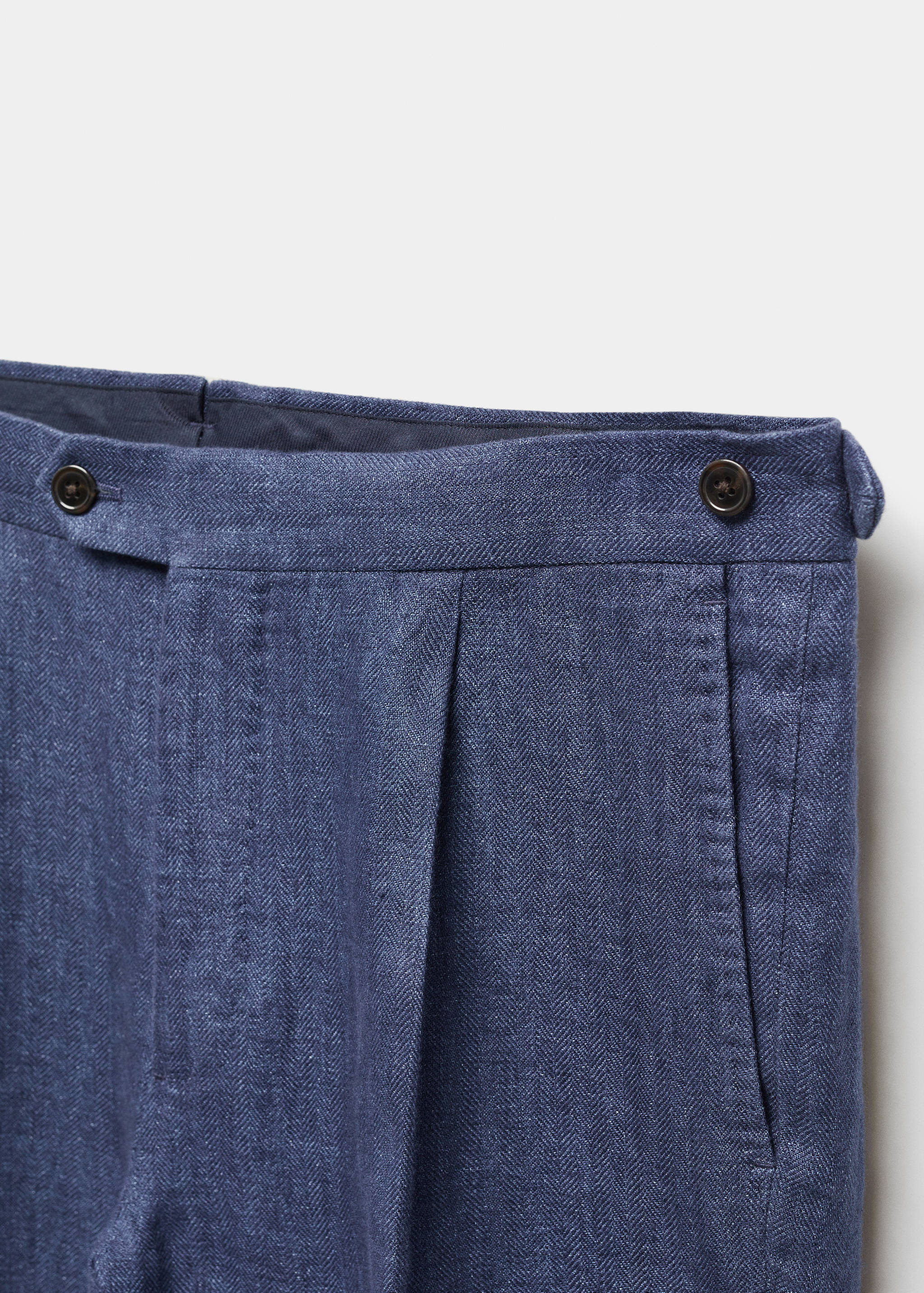 Pantalón traje slim fit 100% lino espiga - Detalle del artículo 8