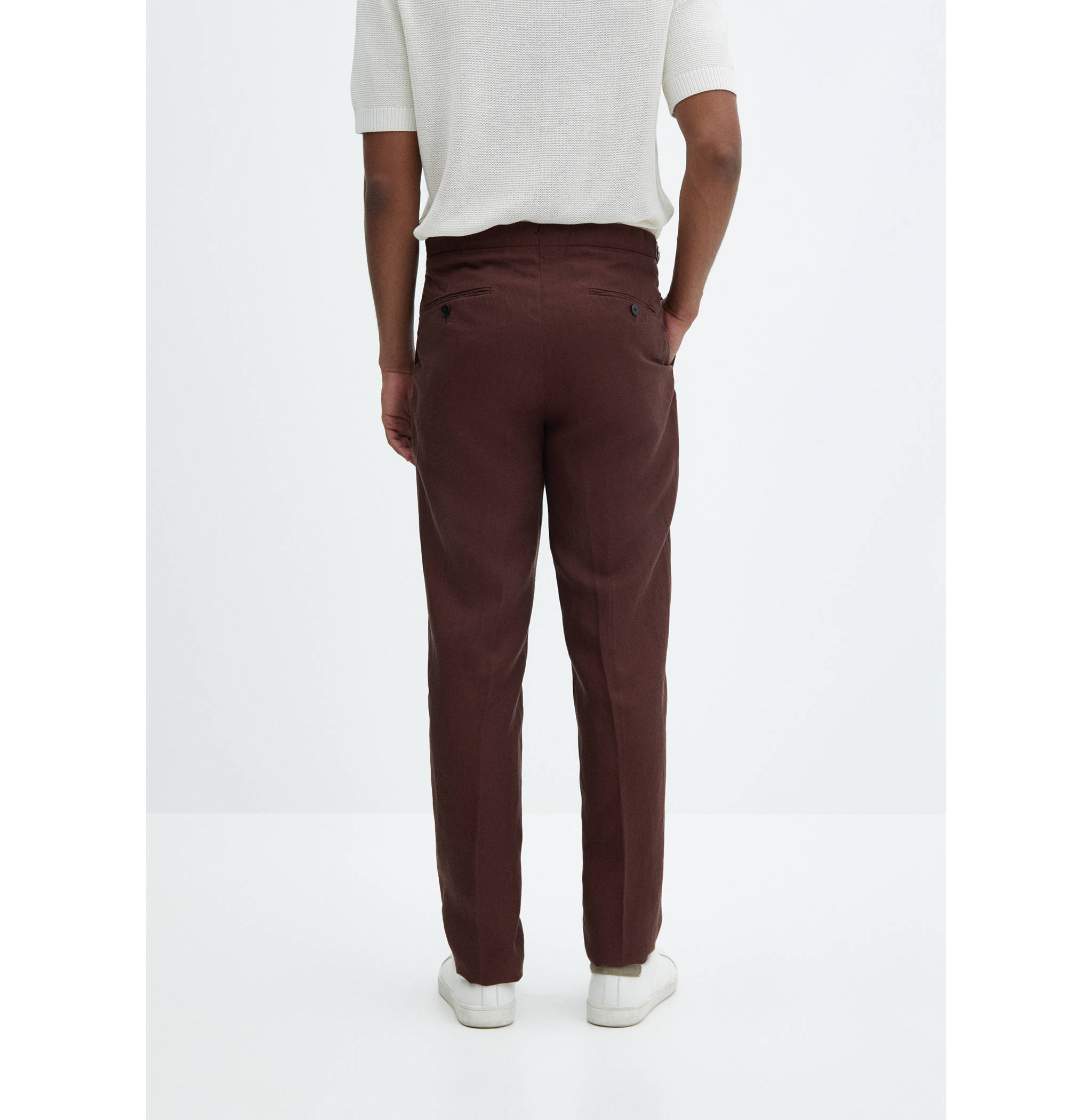 Pantalón traje slim fit lino pinzas - Reverso del artículo