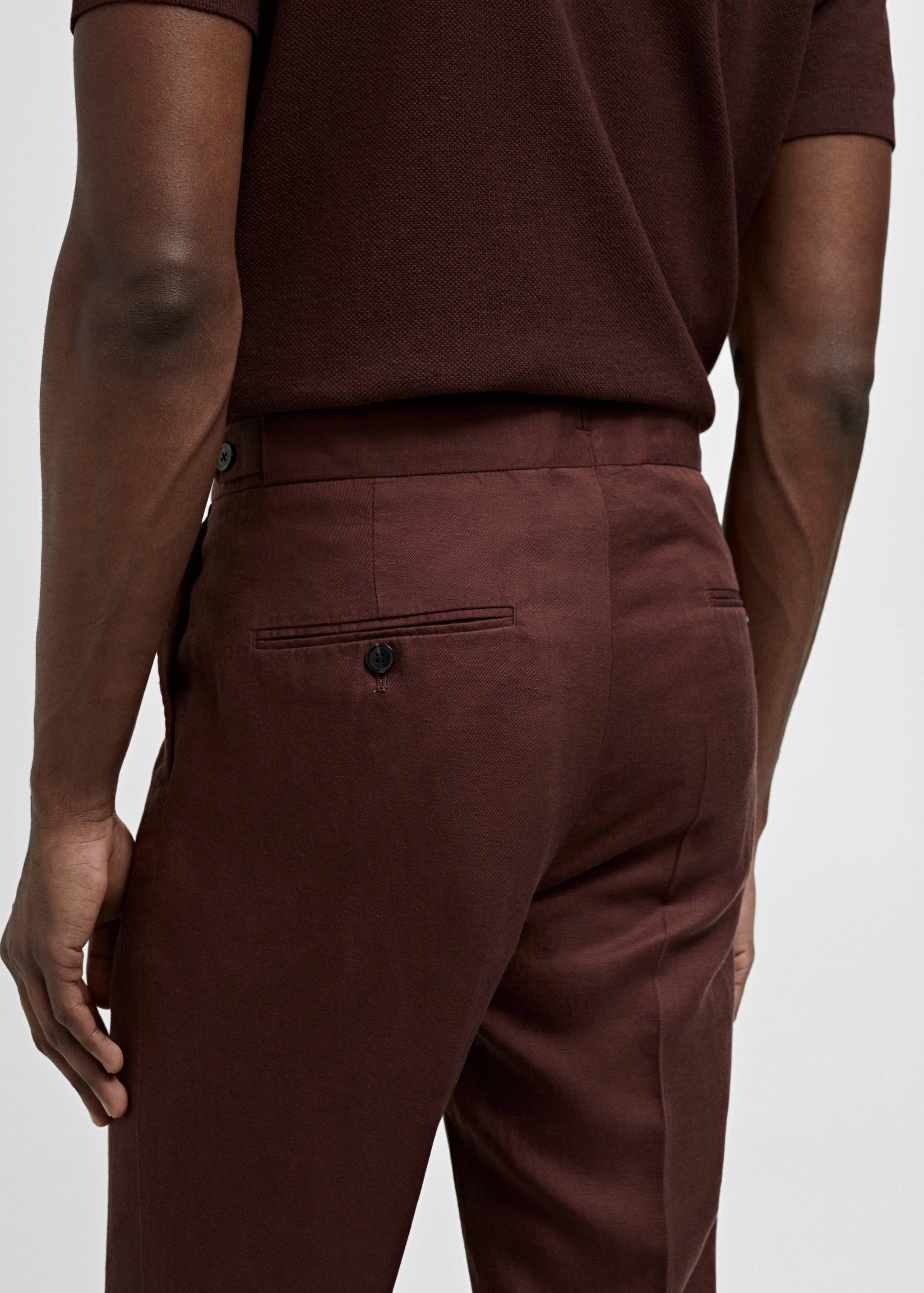 Pantalón traje slim fit lino pinzas - Detalle del artículo 4