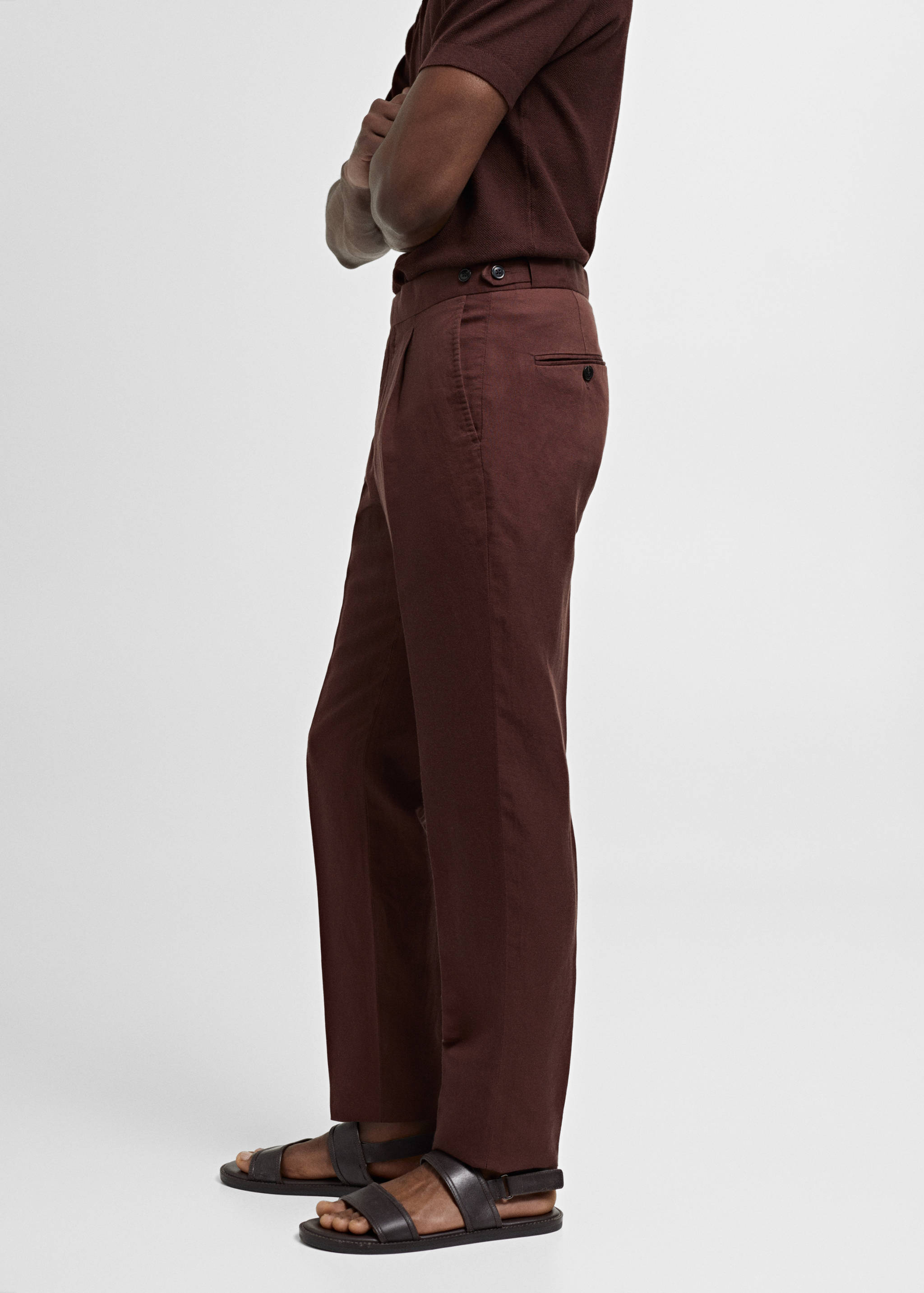 Pantalón traje slim fit lino pinzas - Detalle del artículo 2