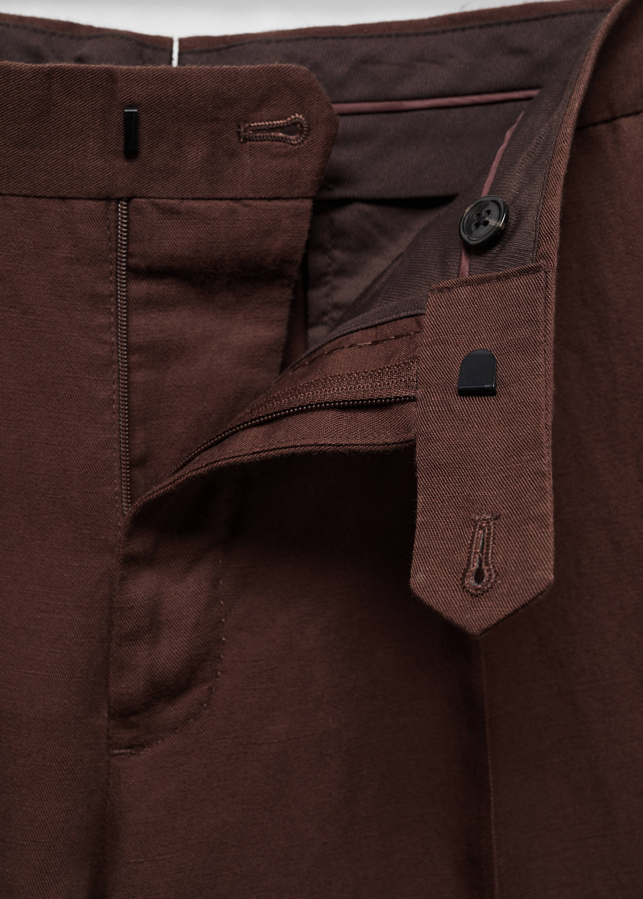 Pantalón traje slim fit lino pinzas - Detalle del artículo 8