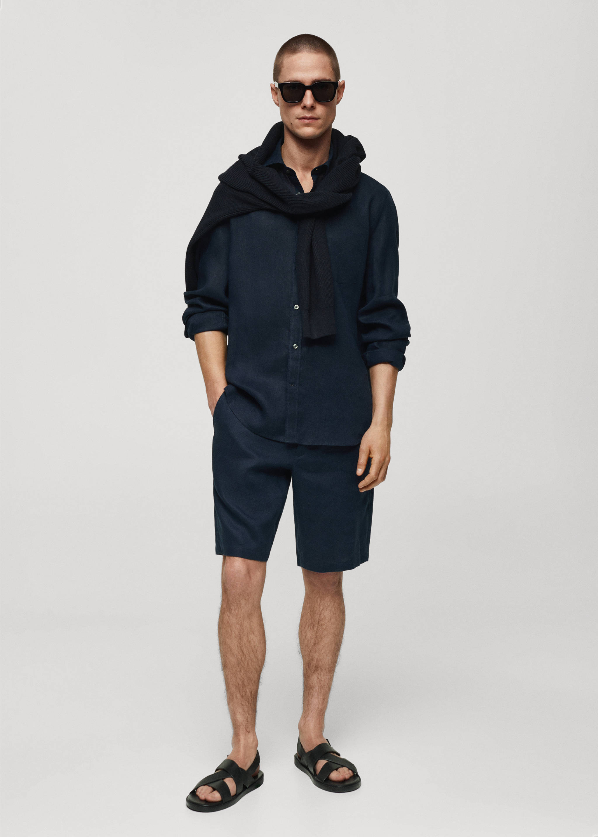 Classic fit 100% linen shirt - General plane
