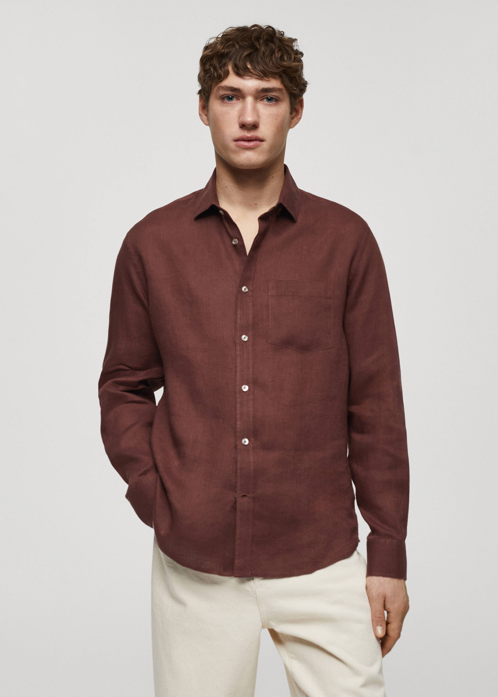 Classic fit 100% linen shirt - Medium plane