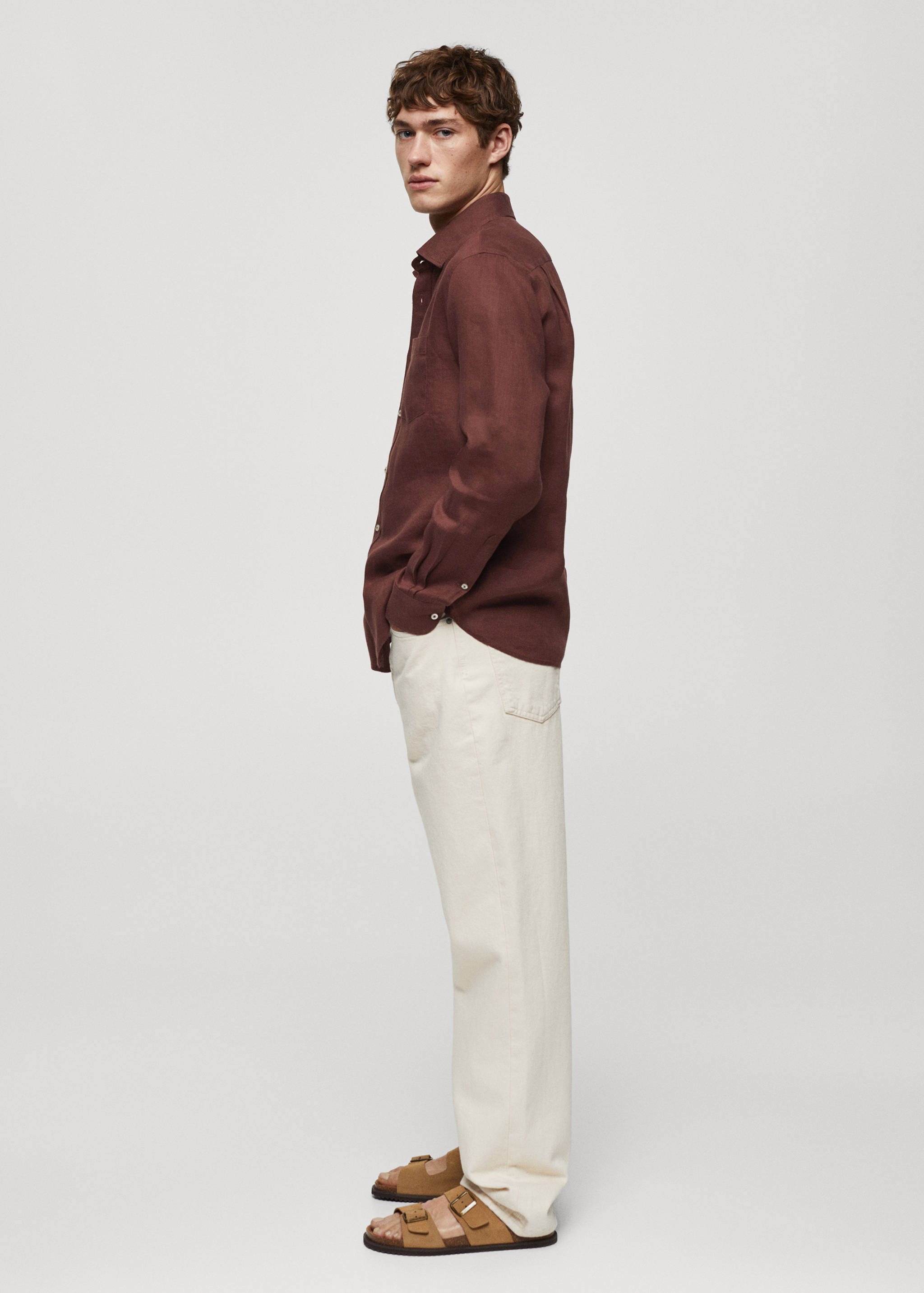 Classic fit 100% linen shirt - Details of the article 2