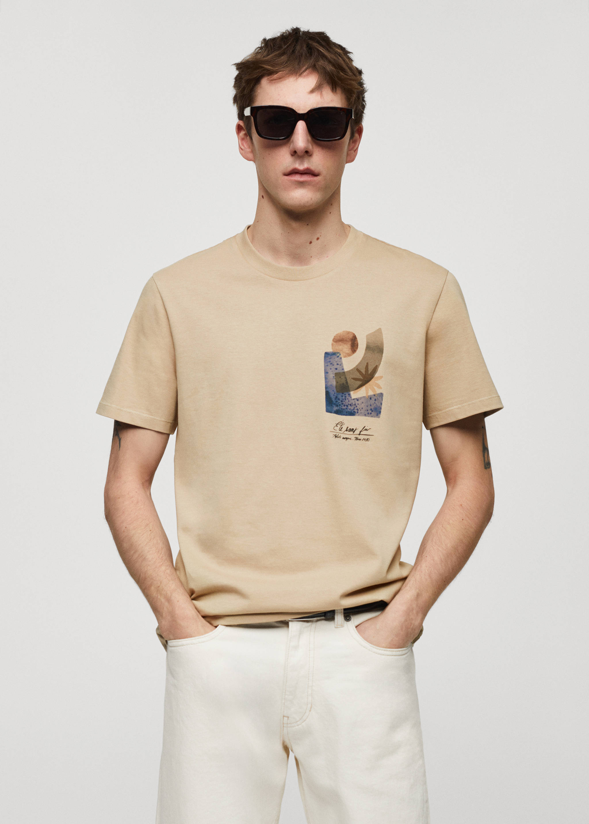 T-shirt de 100% algodão estampada - Plano médio