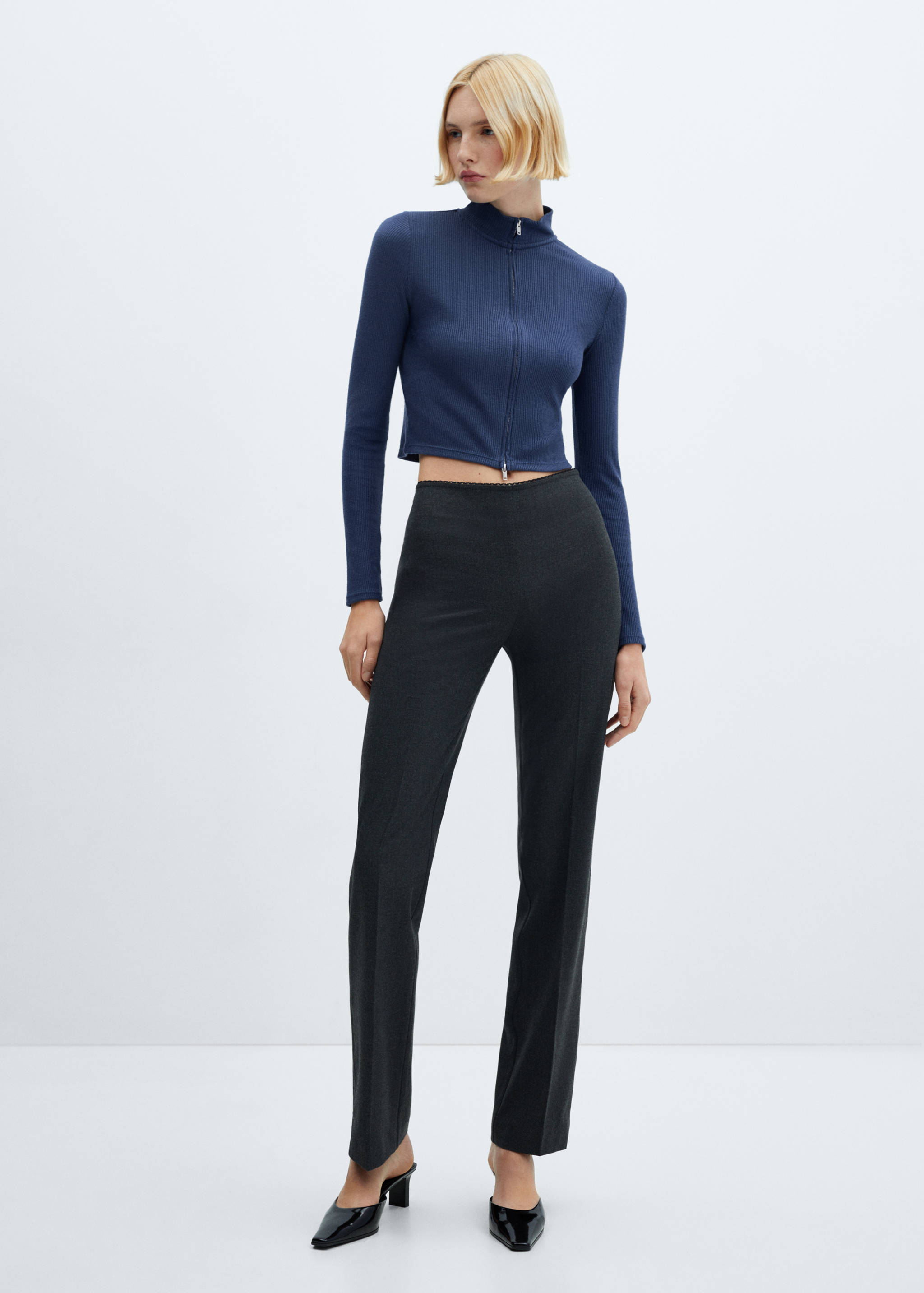 Кардиган с воротником perkins и молнией - Общий план