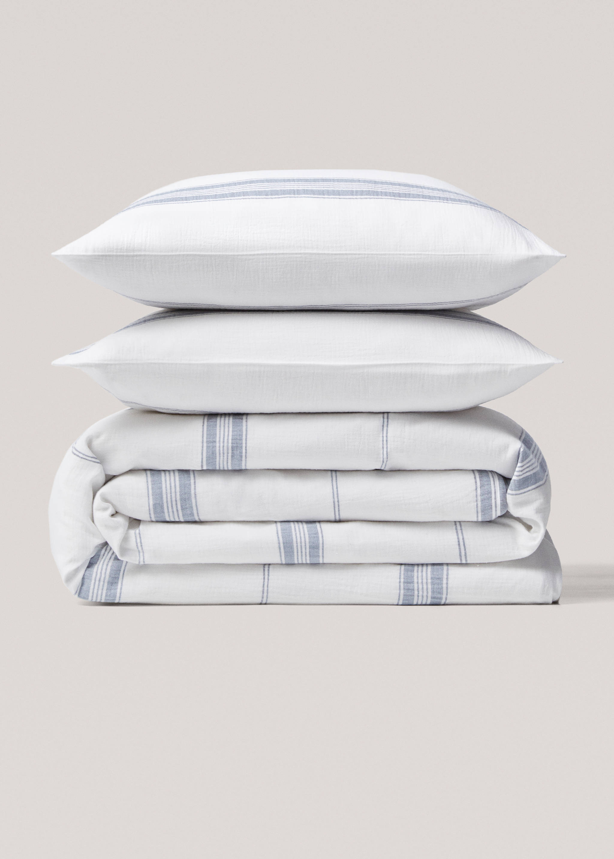 Gestreifter Bettbezug aus Baumwoll-Chiffon für 150/160 cm Bett - Artikel ohne Model