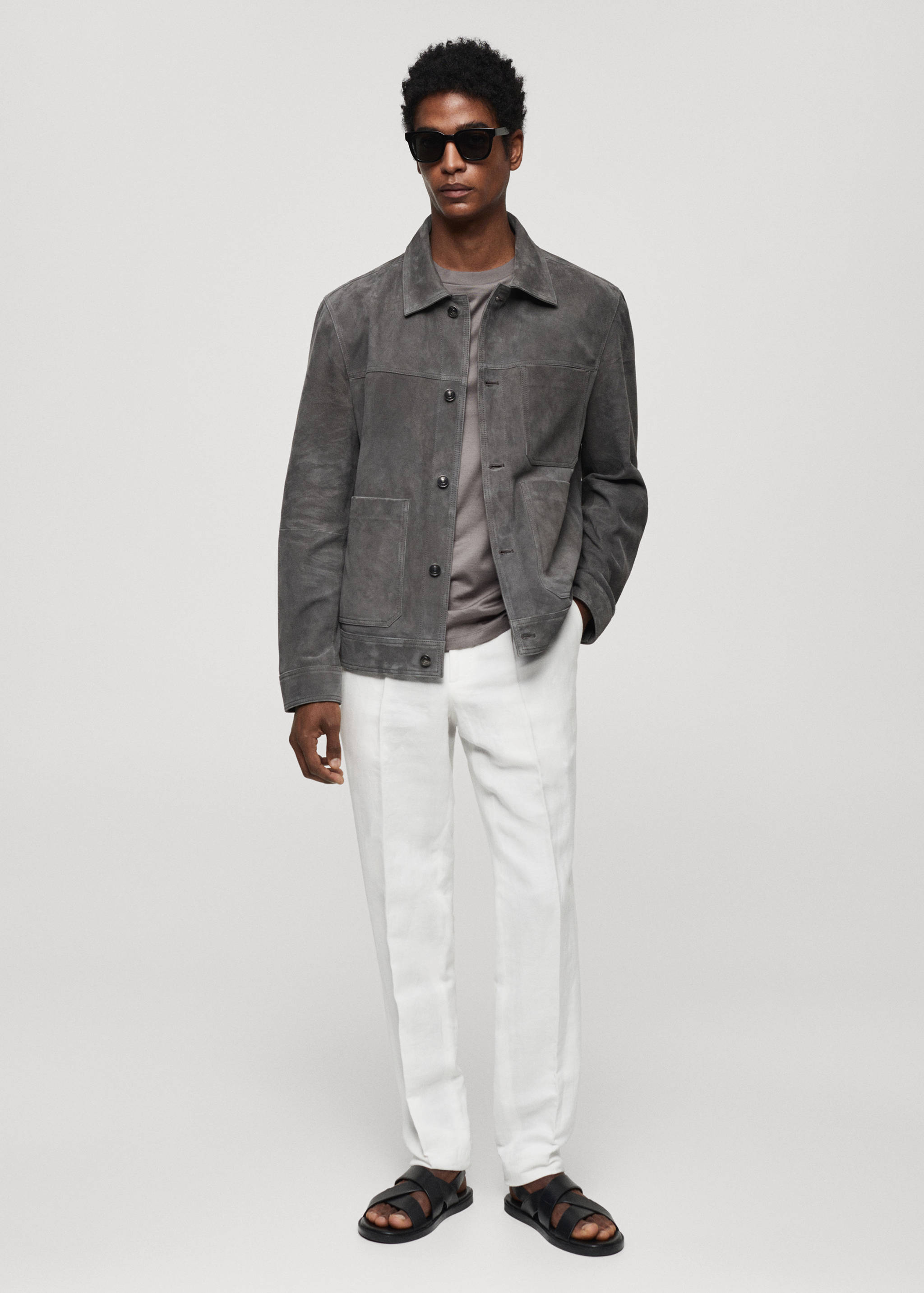 100% leather jacket with pockets - General plane