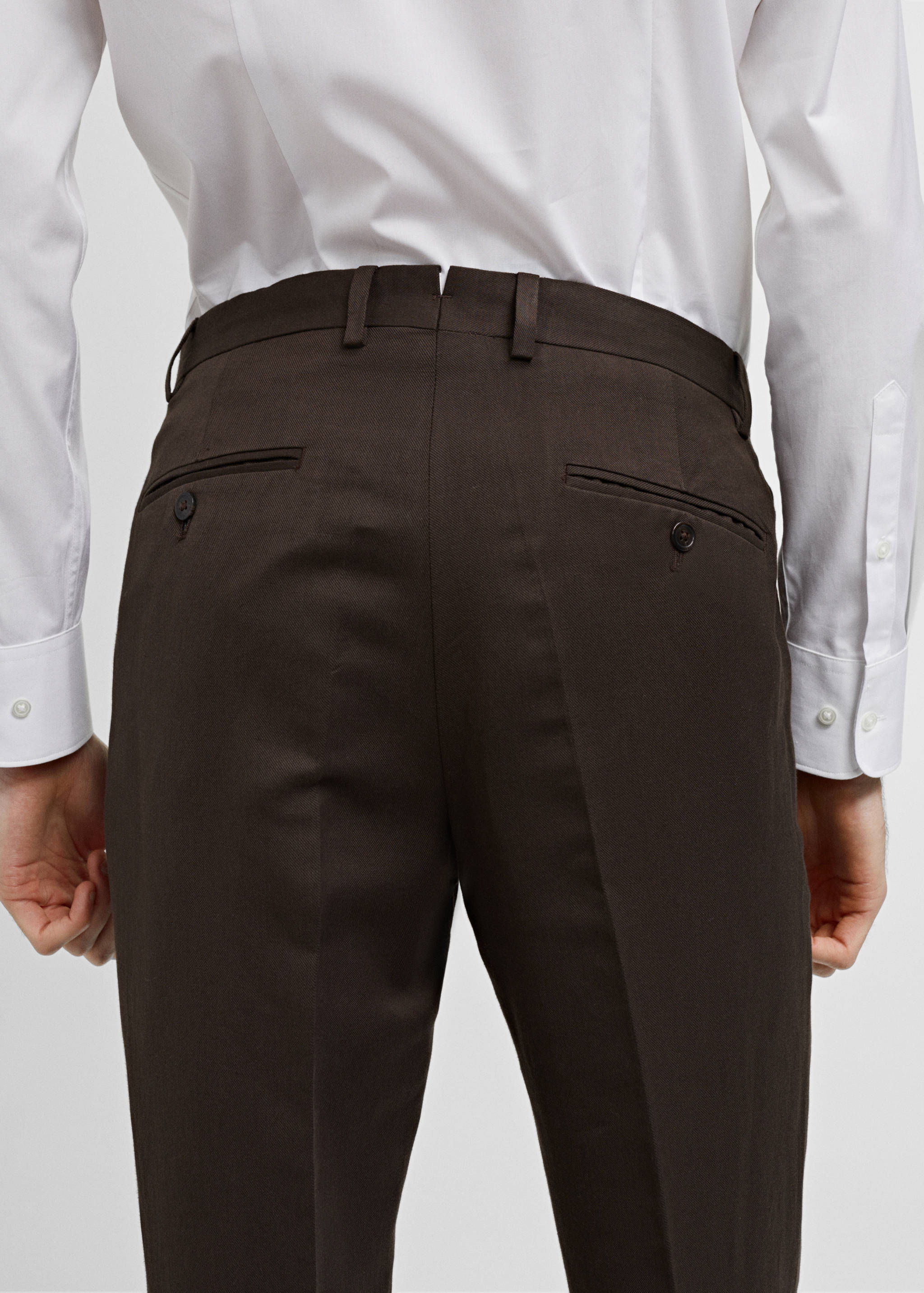 Slim-fit cotton and linen suit trousers - Details of the article 4