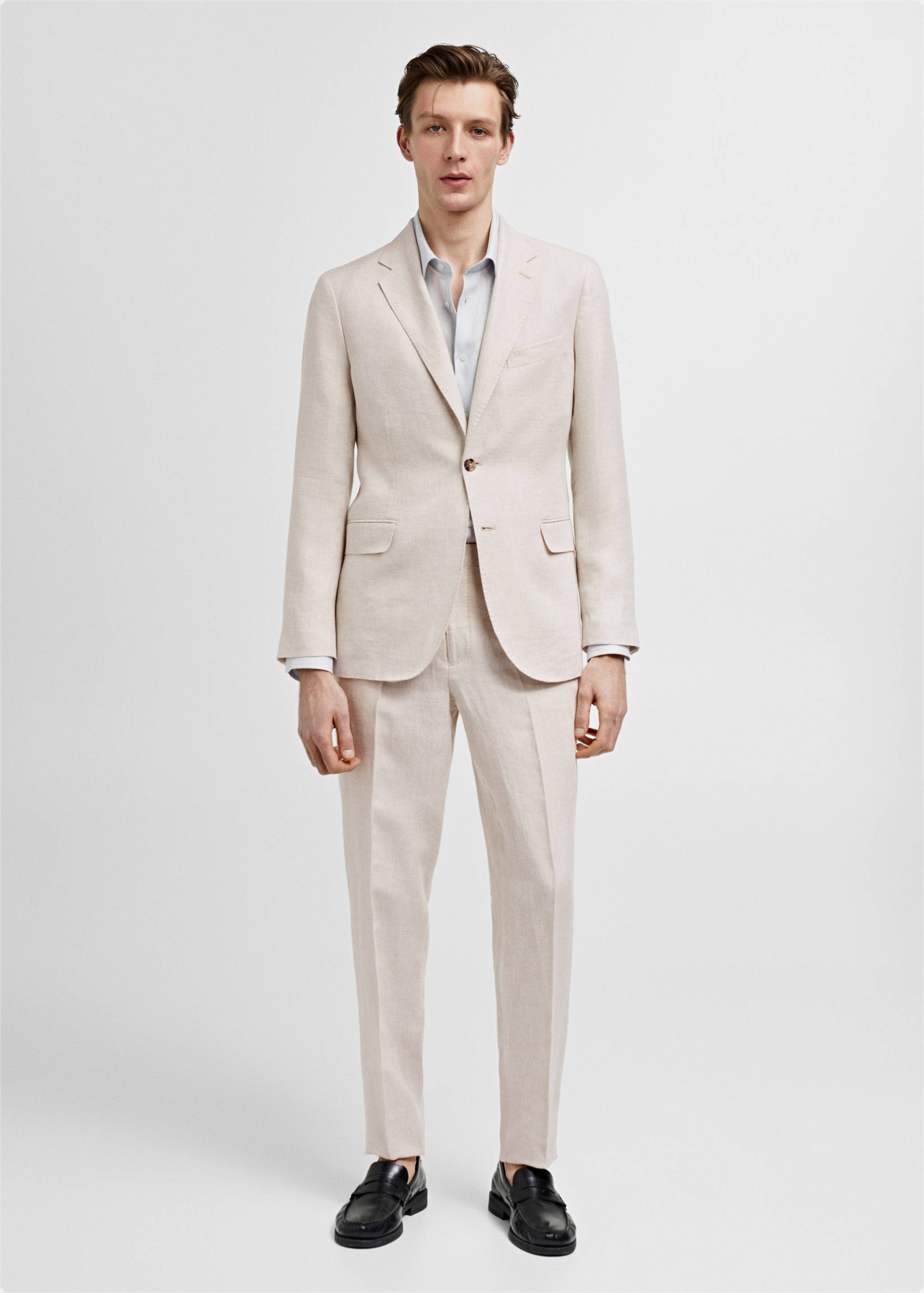 100% linen slim-fit suit jacket - General plane