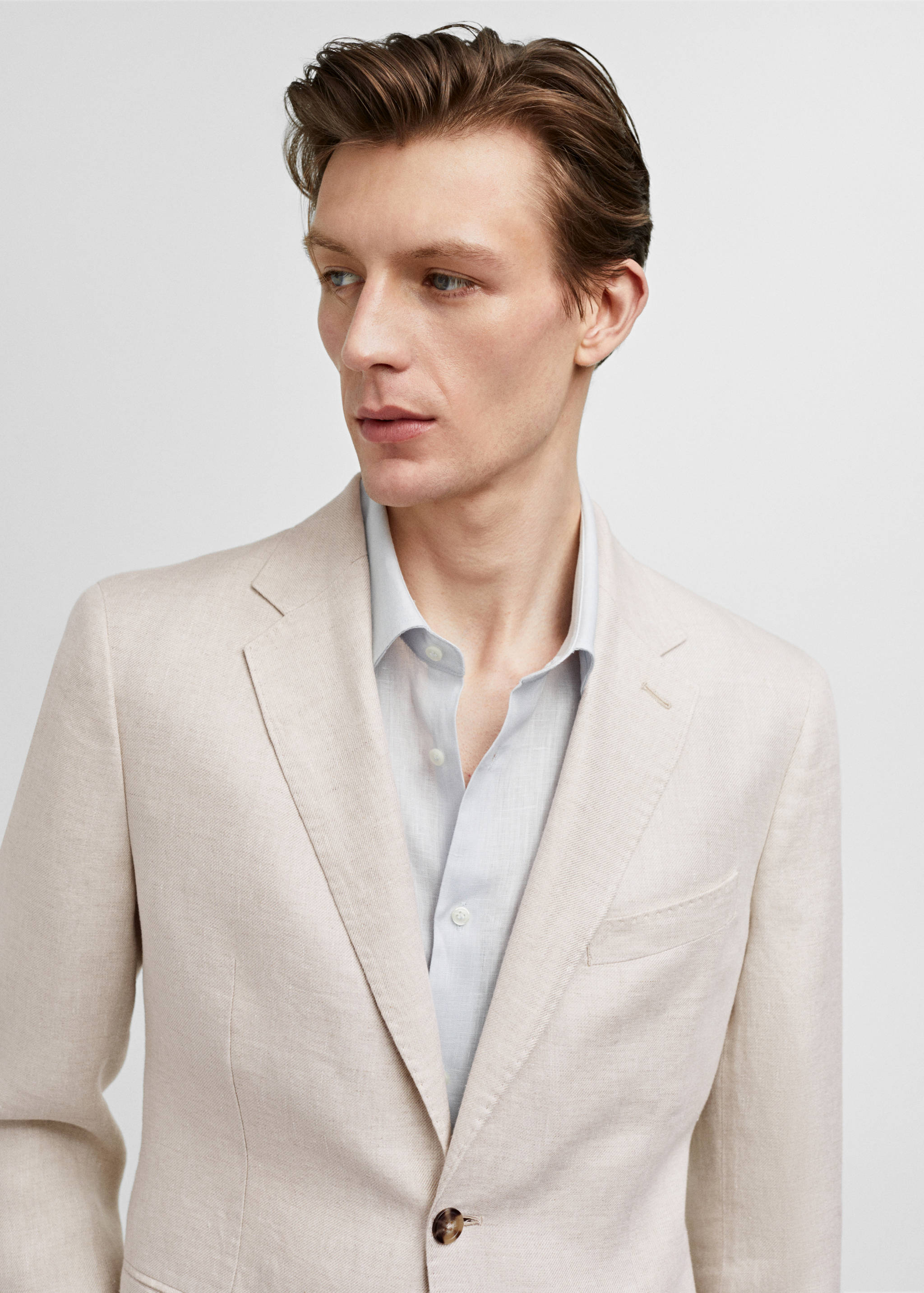 100% linen slim-fit suit jacket - Details of the article 1