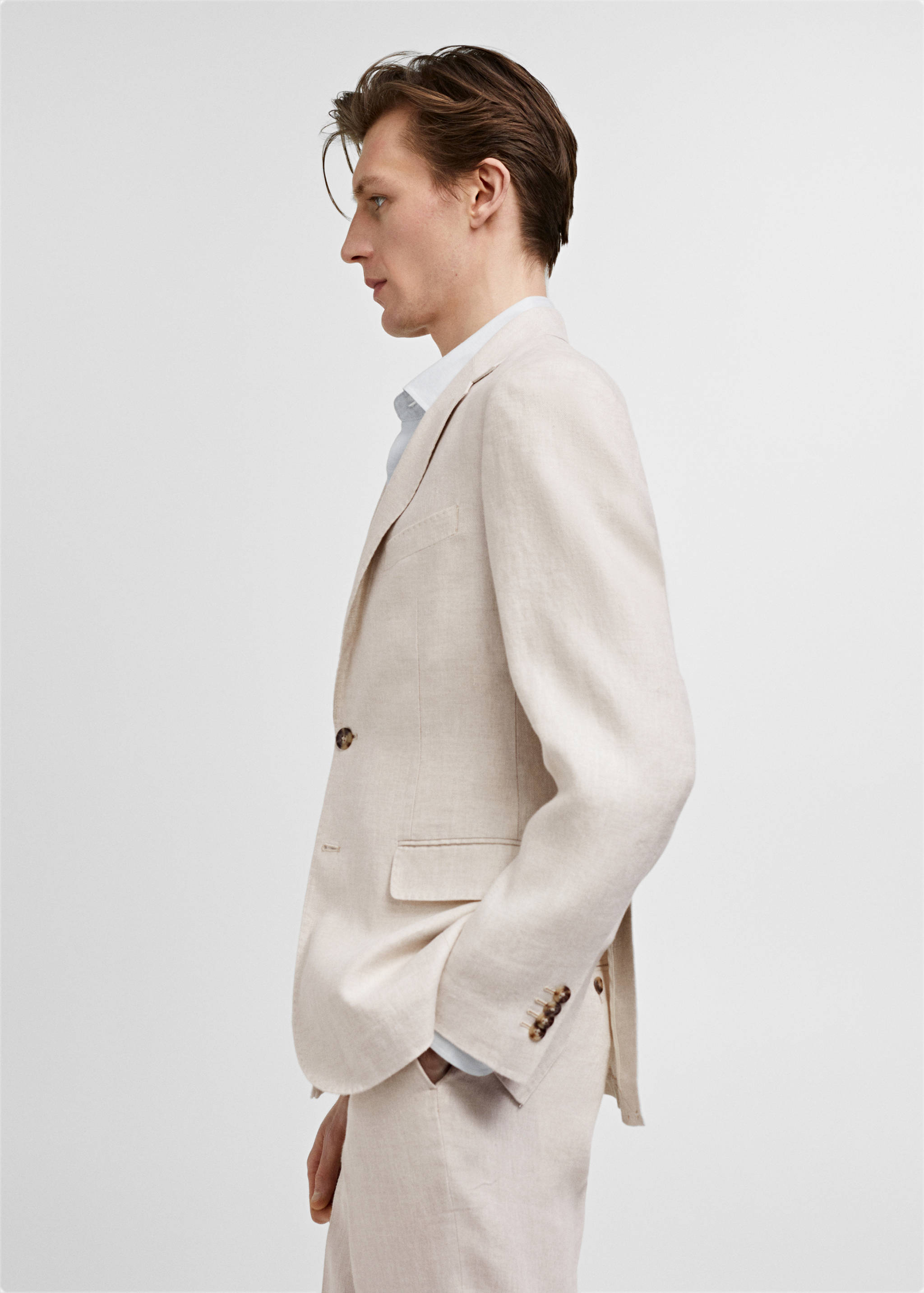 100% linen slim-fit suit jacket - Details of the article 2