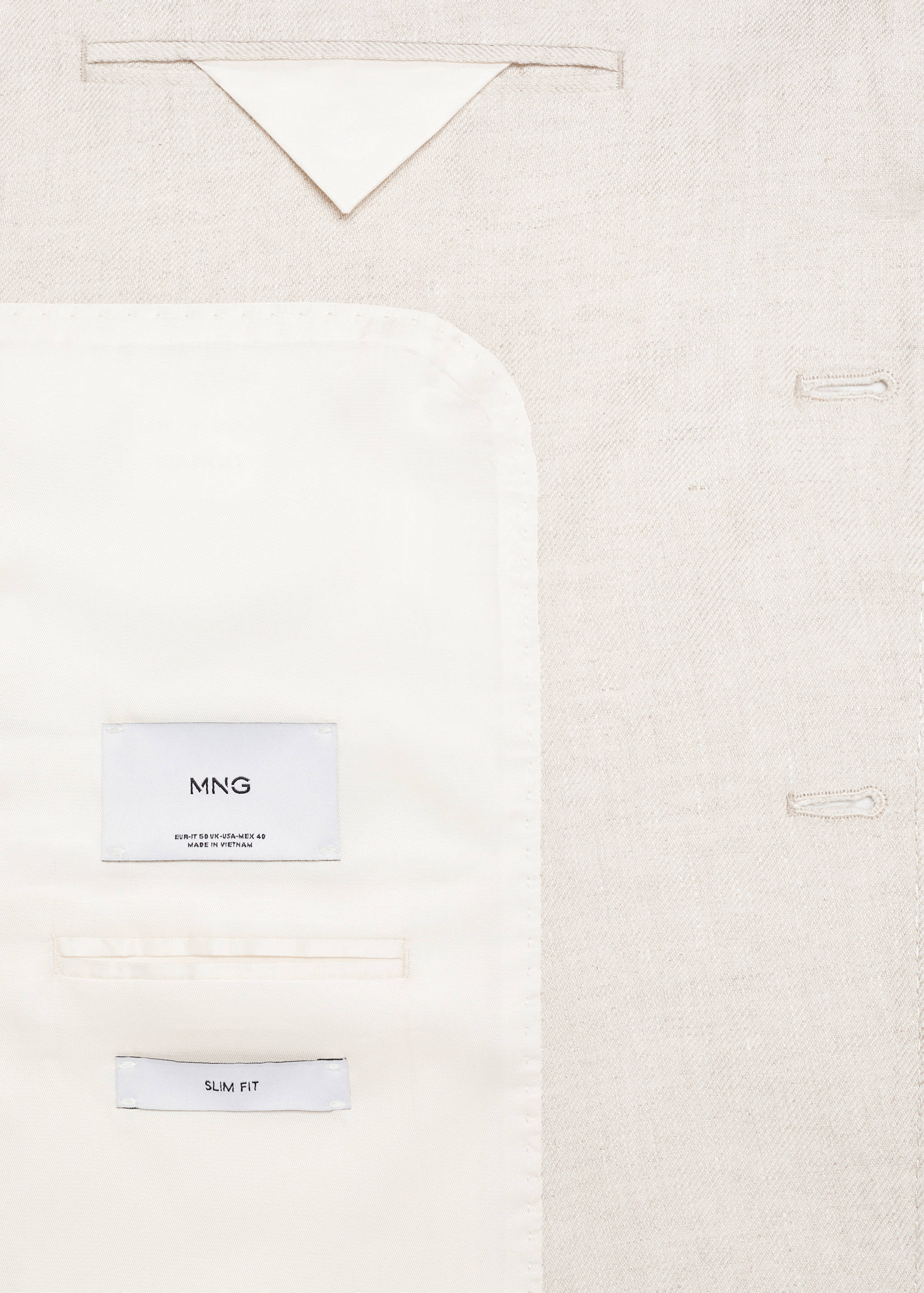 100% linen slim-fit suit jacket - Details of the article 0