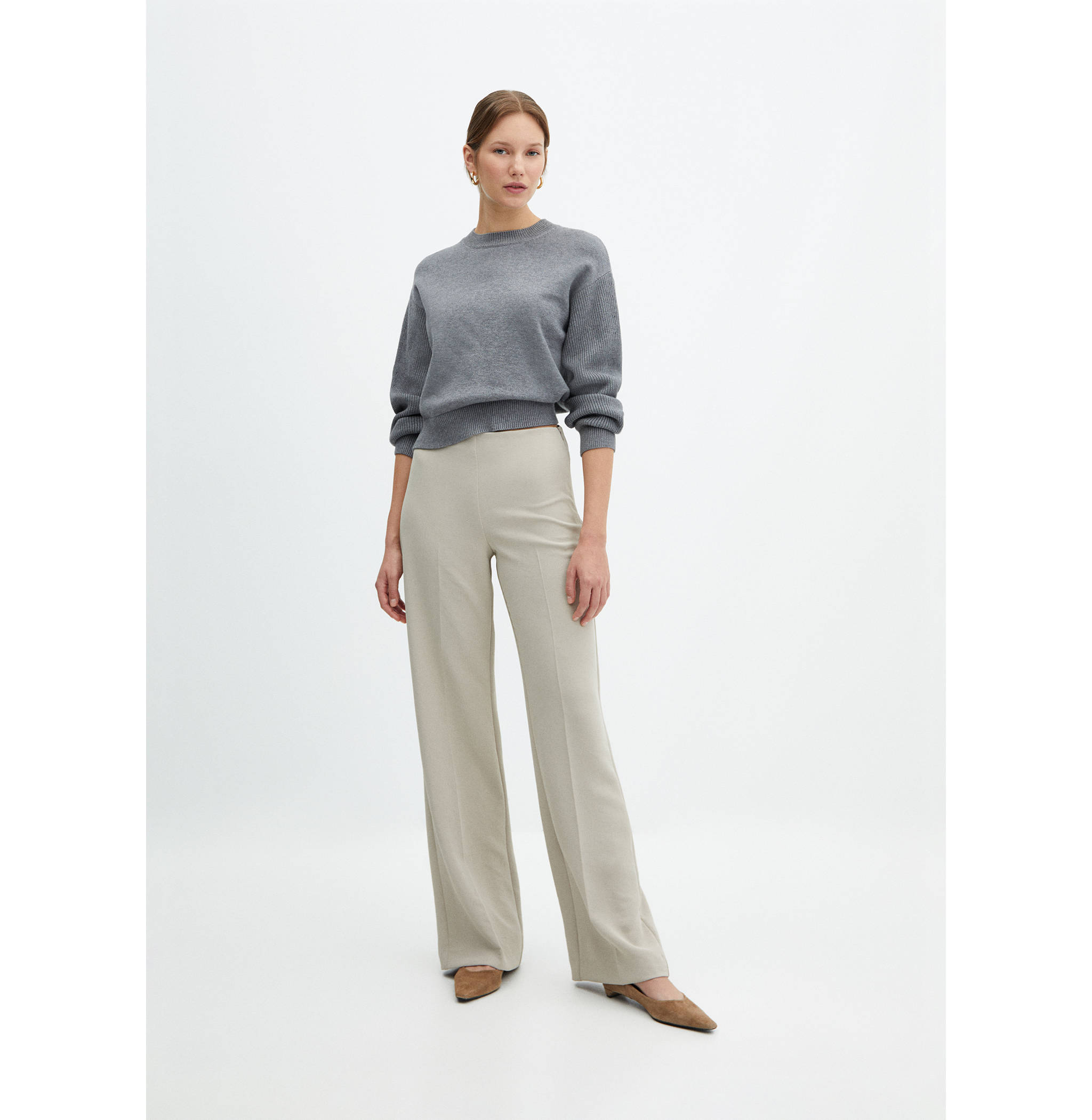 Celana panjang wideleg high rise - Tampilan Umum