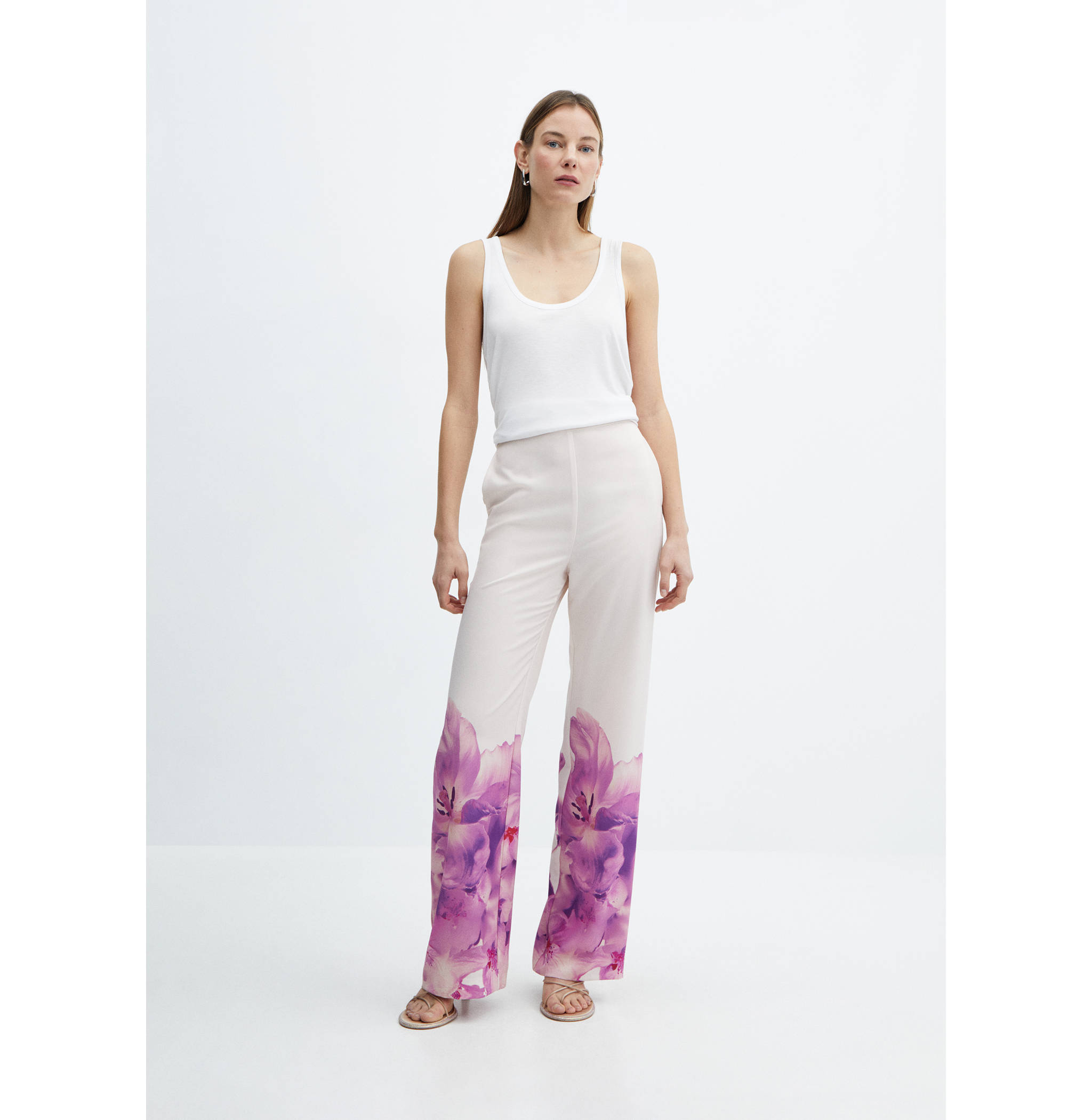 Floral print straight pants - General plane