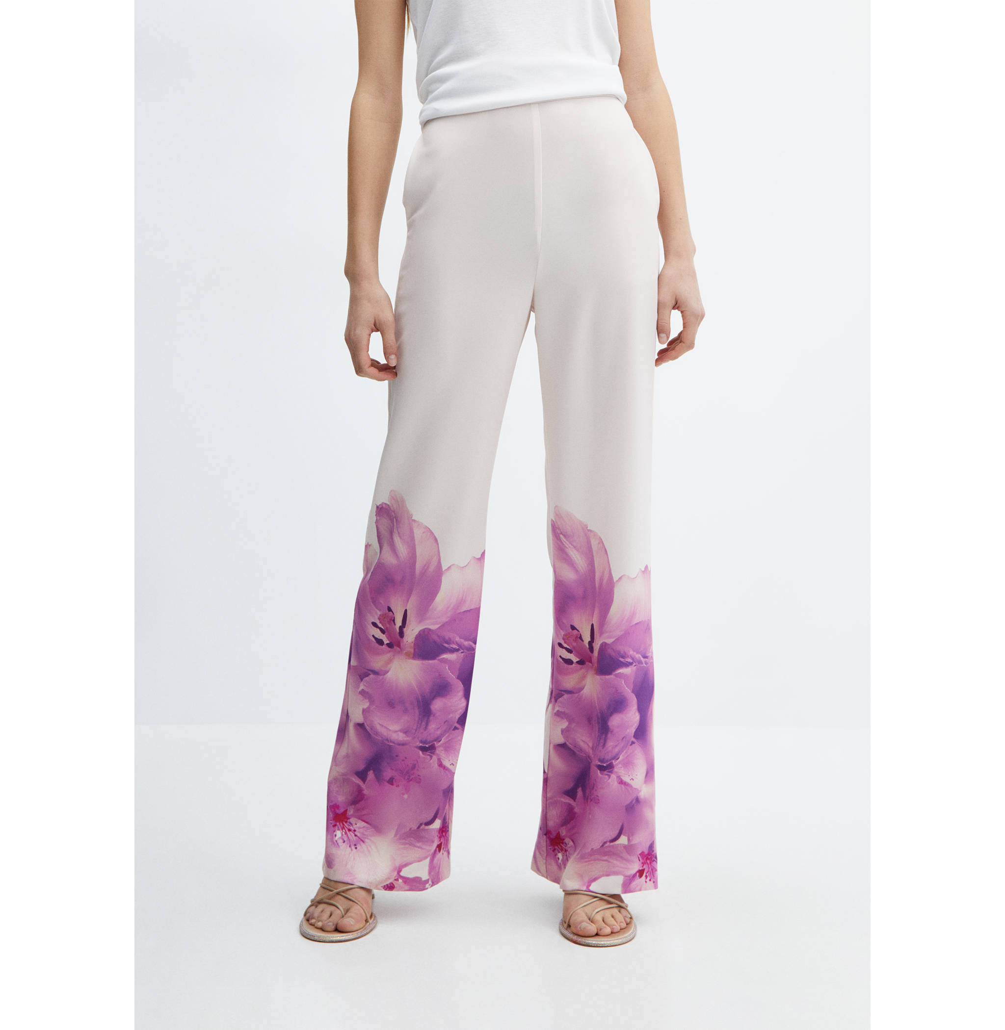 Floral print straight pants - Medium plane
