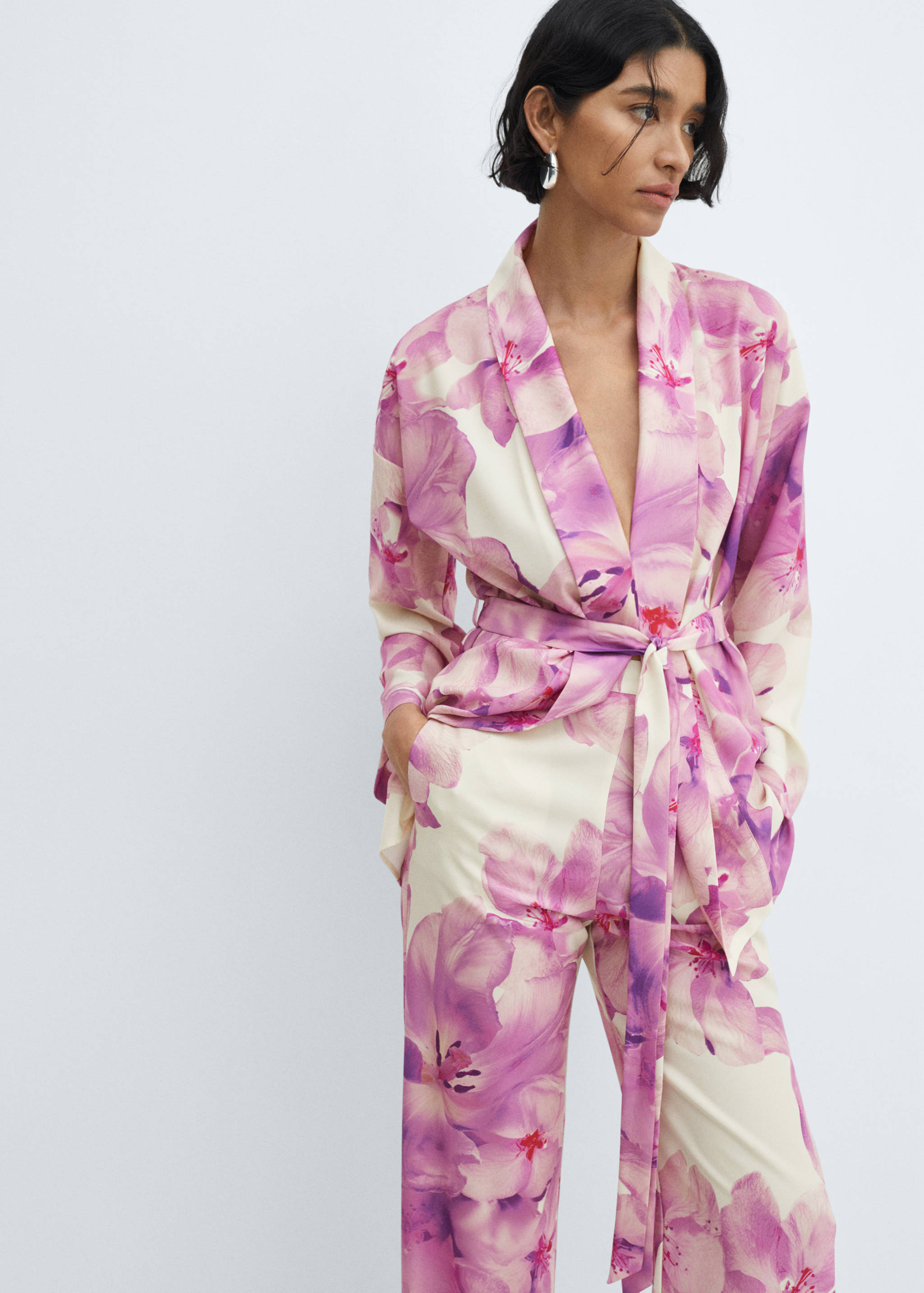 Floral print straight pants - Details of the article 1