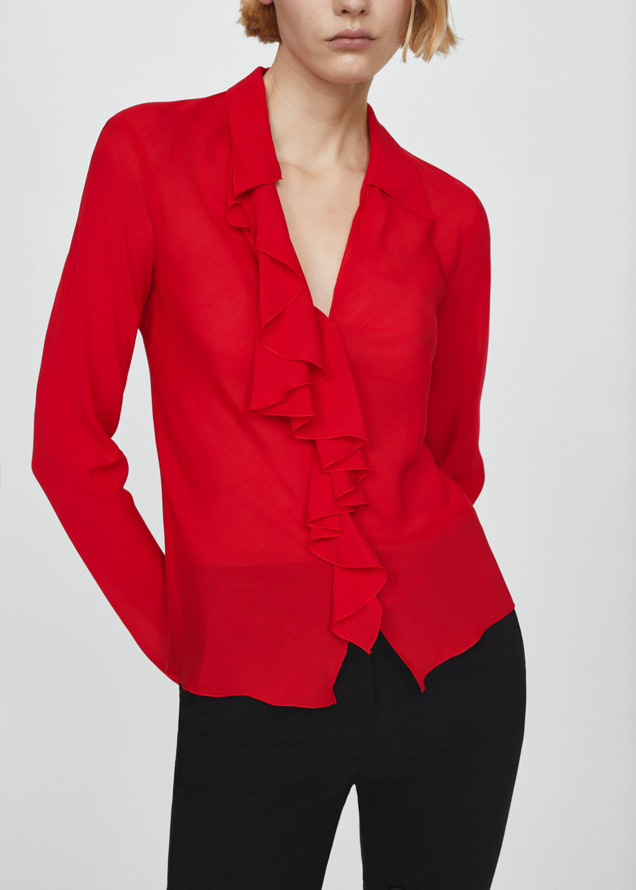 بلوزة مكشكشة برقبة على شكل V - تفاصيل المنتج 6