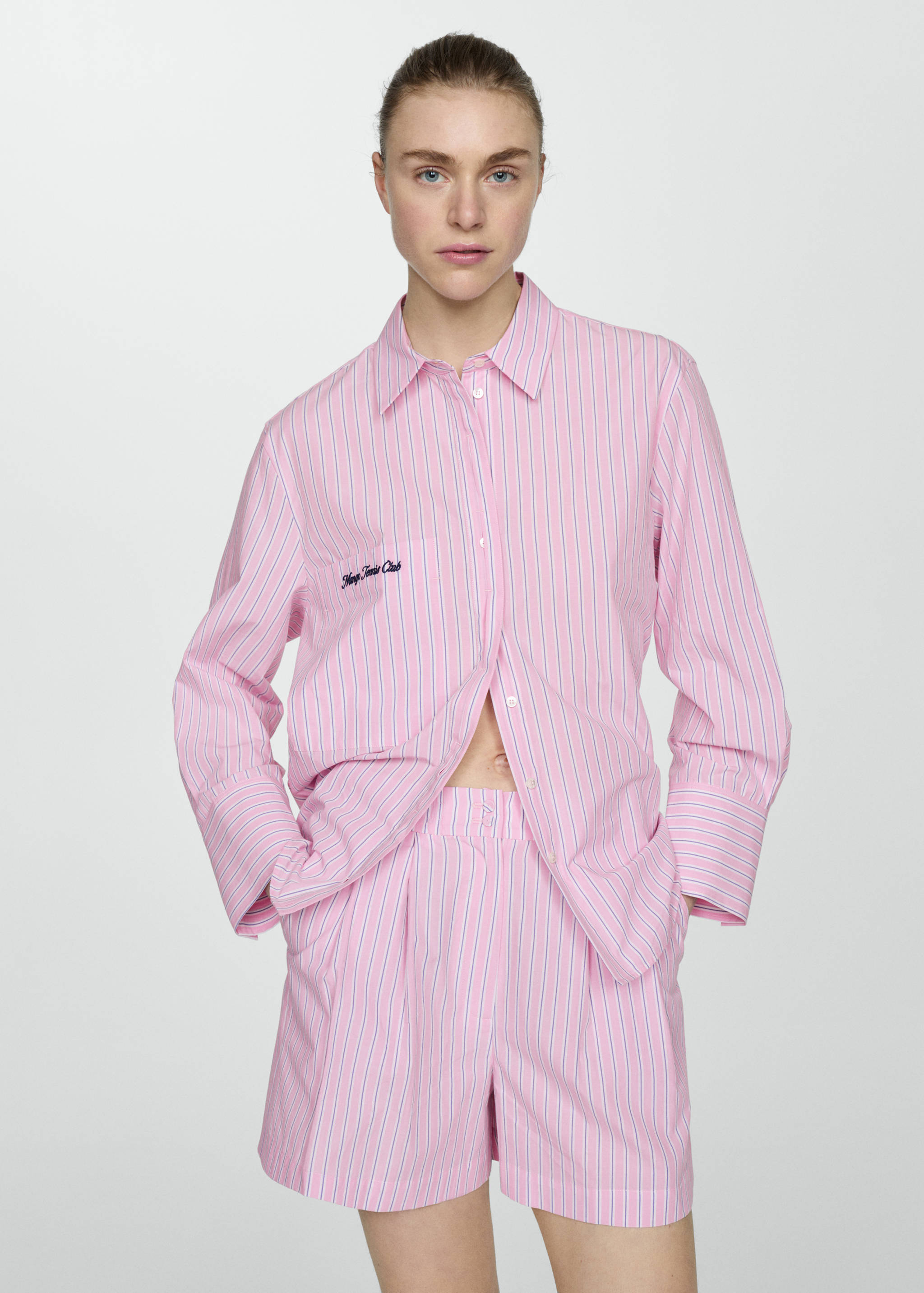 Chemise rayures logo brodé - Plan moyen