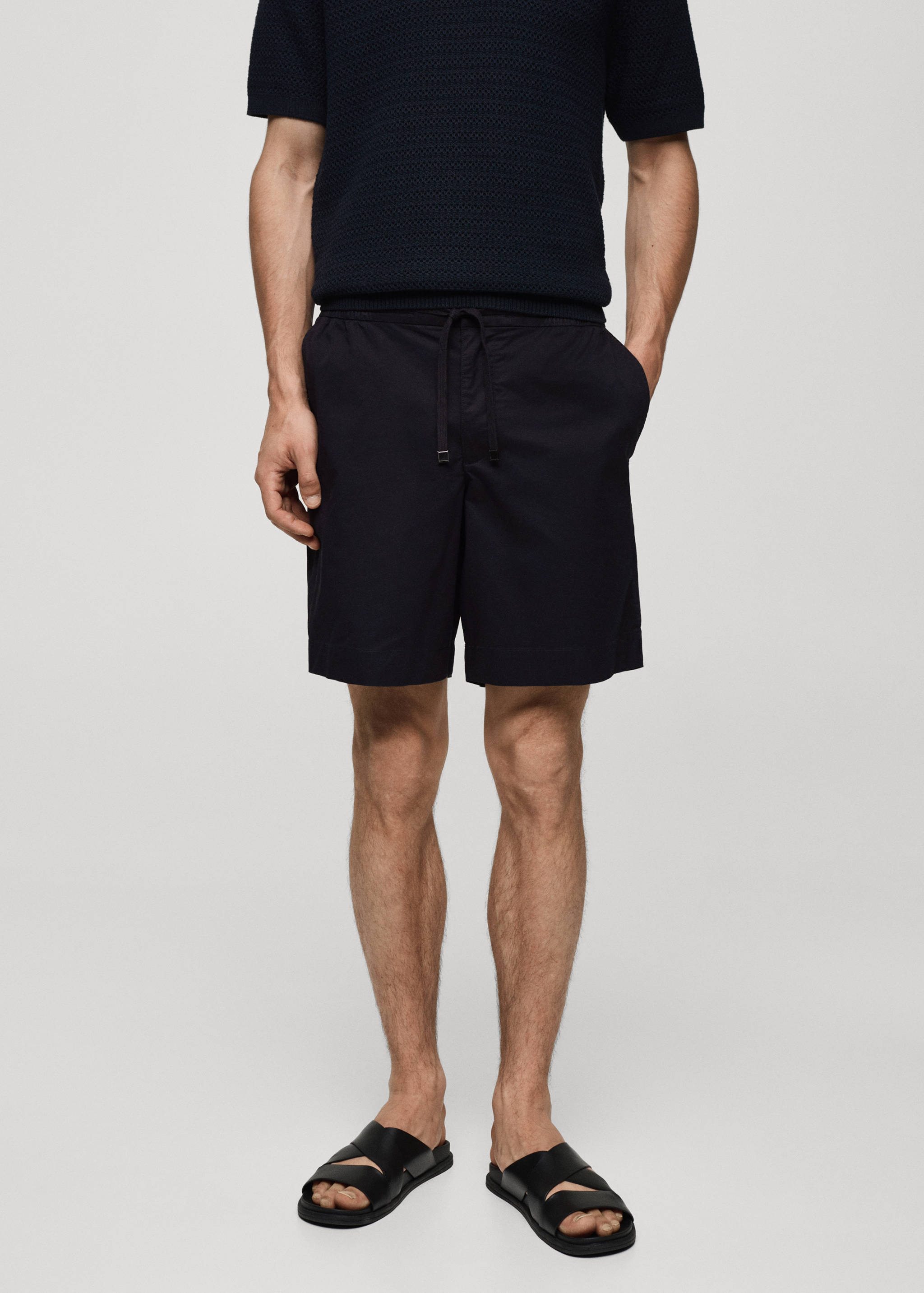 Slim fit cotton Bermuda shorts - Medium plane