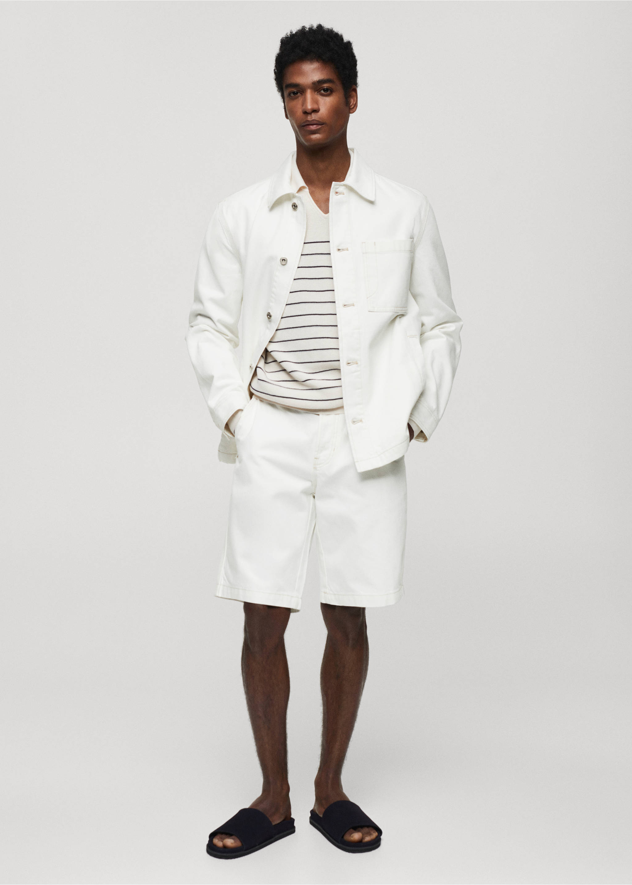 100% cotton overshirt with pocket - General plane, Off White. Ref: 67046726-00.