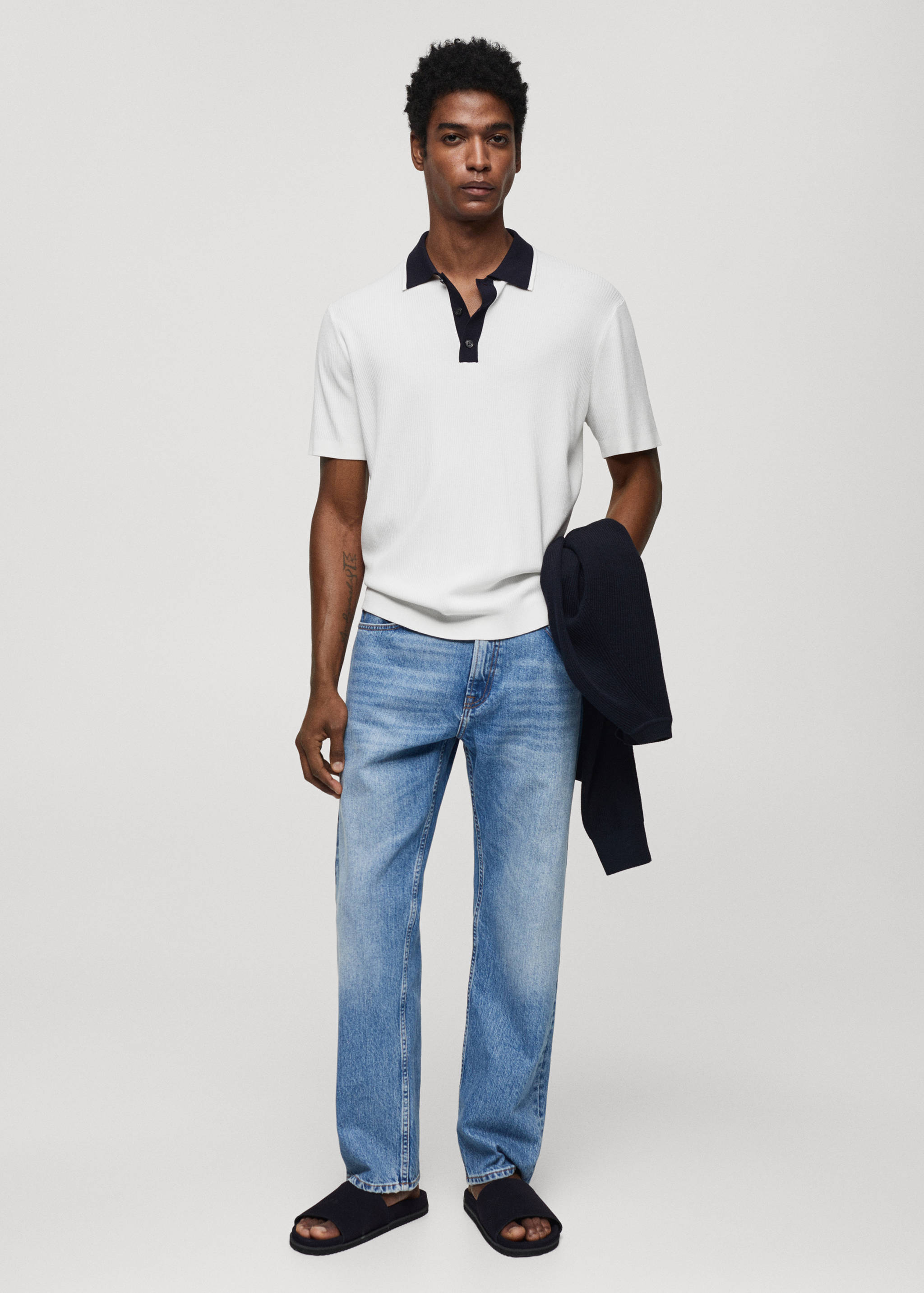 Polo punto cuello contraste - Plano general