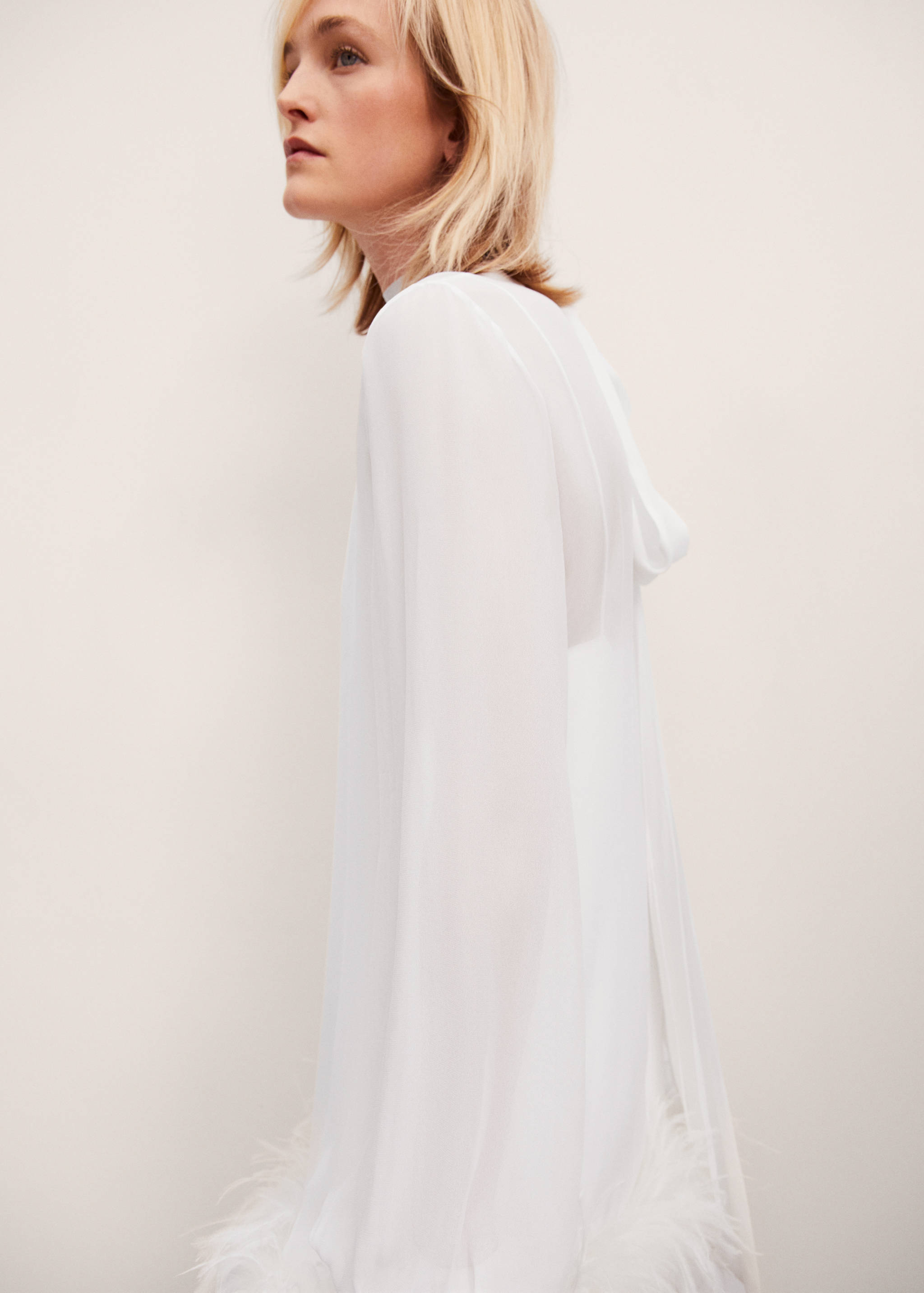 Puffed sleeve dress with feather detail - Details of the article 1