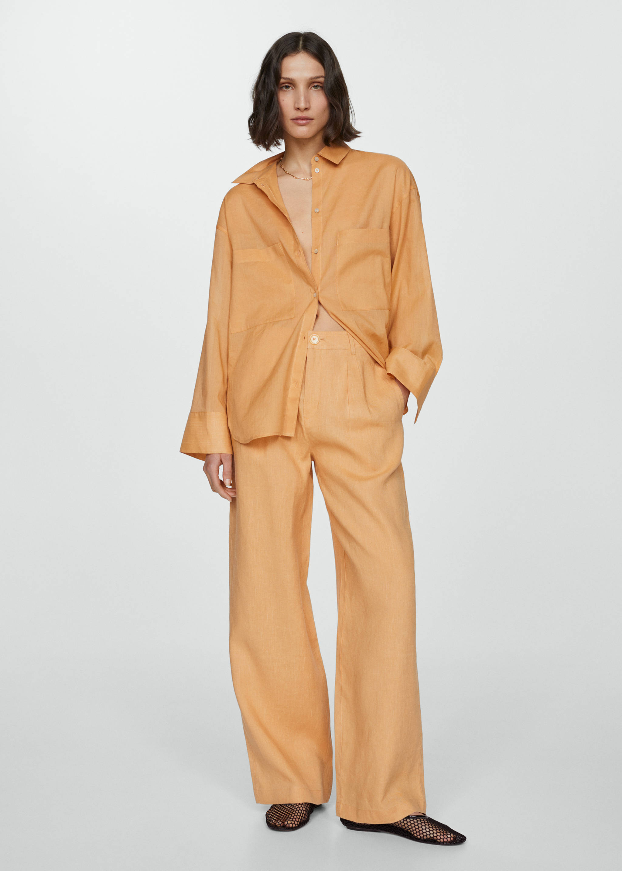 口袋苎麻衬衫 - null