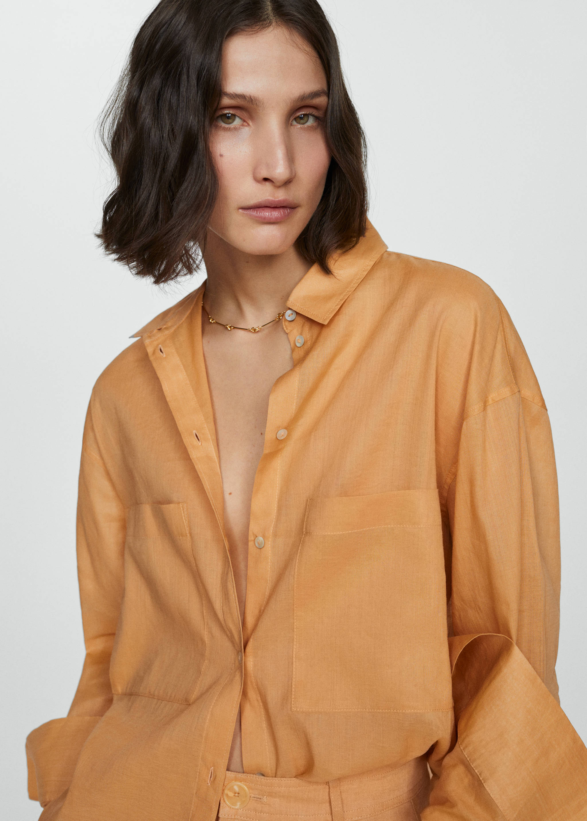 口袋苎麻衬衫 - null