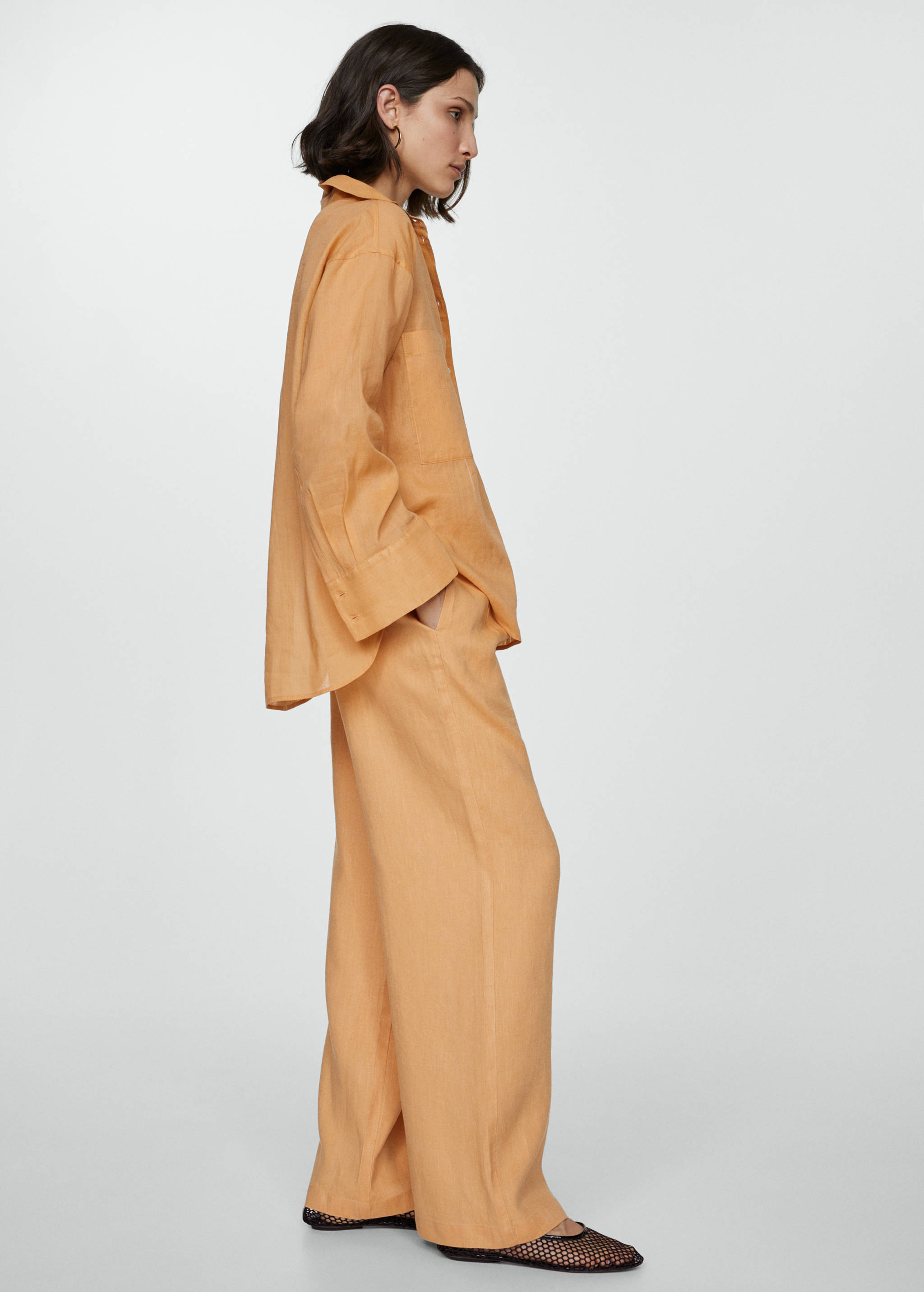 口袋苎麻衬衫 - null