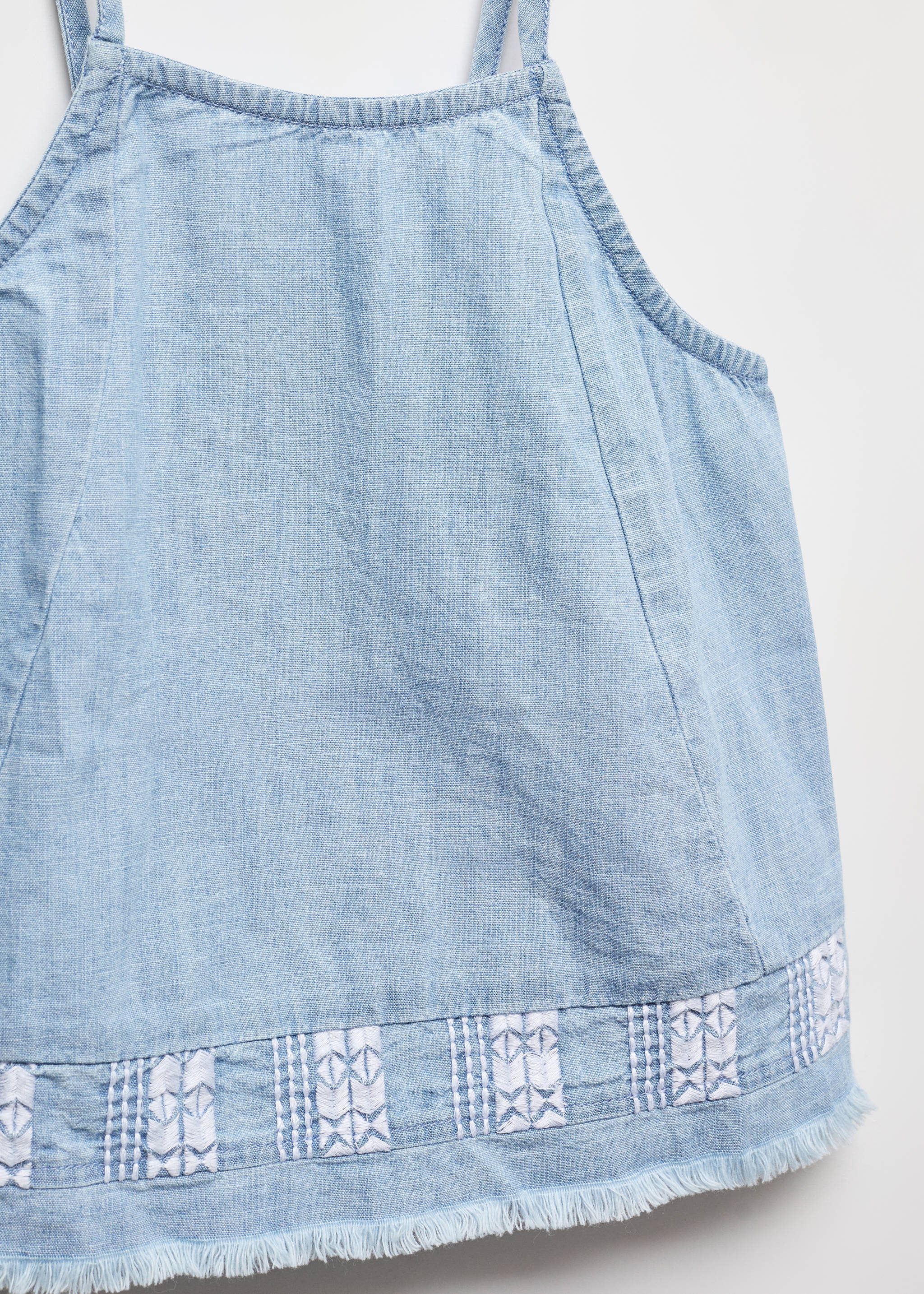 Top brodé franges - Détail de l'article 8, Bleu moyen. Ref: 67047116-00.