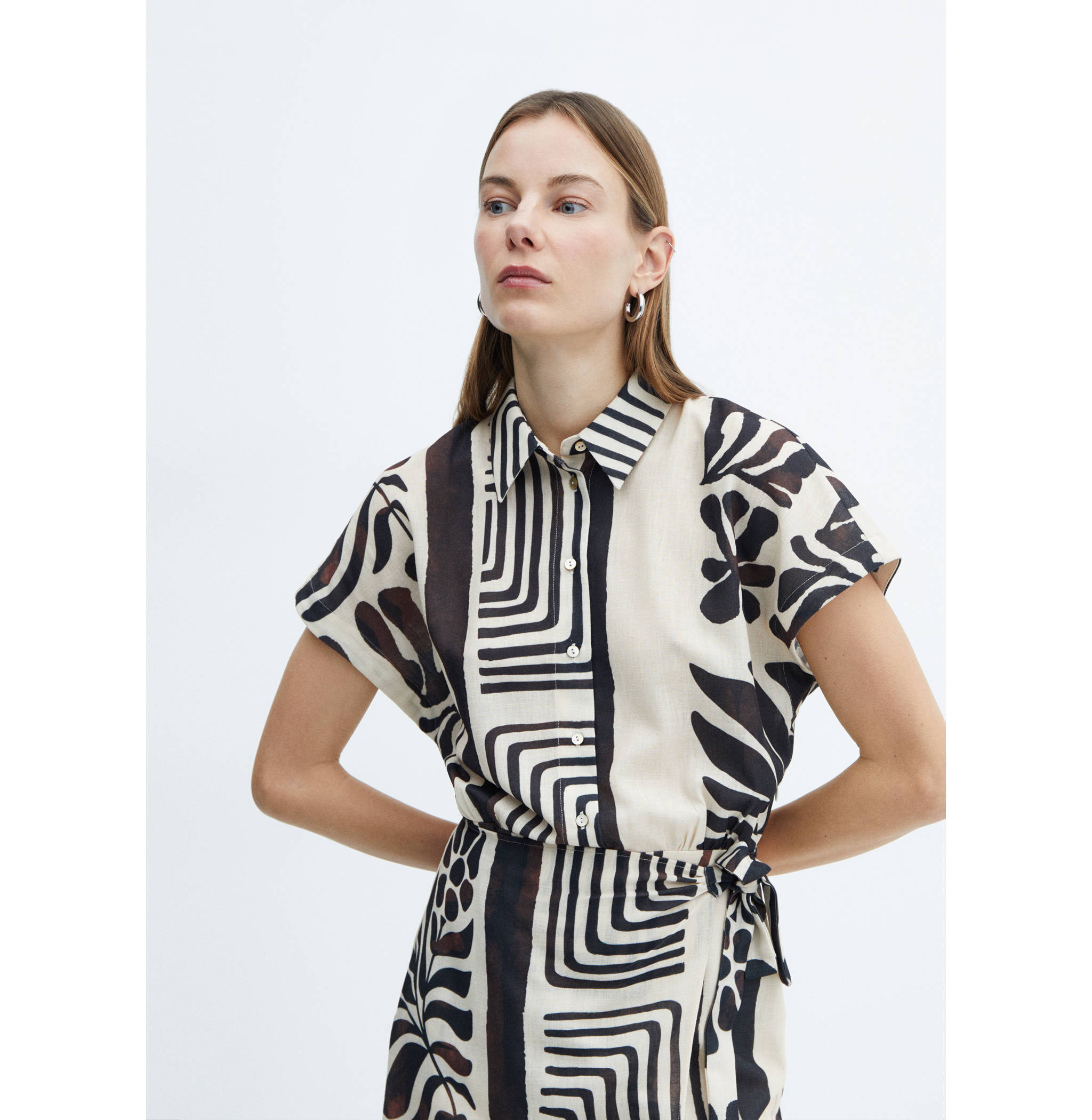 Printed cross shirt dress - Details of the article 1