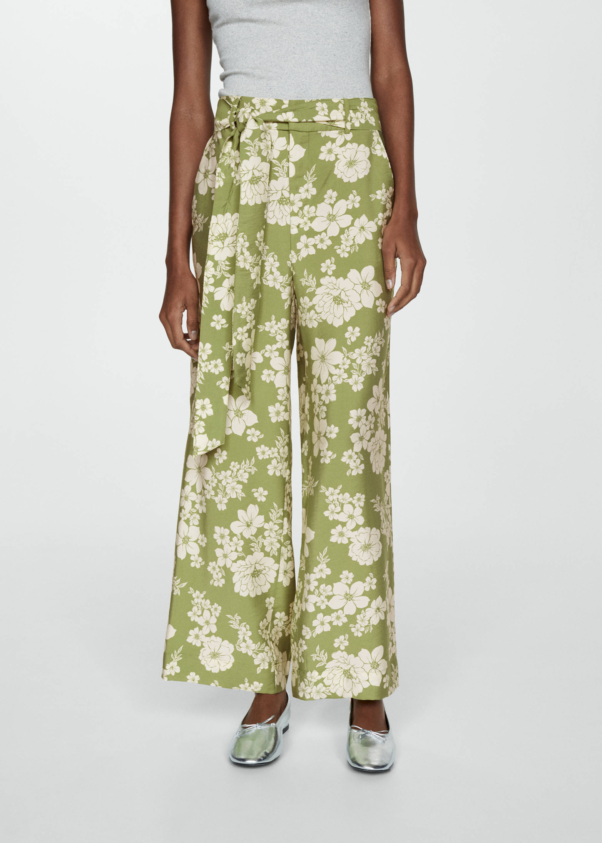 Printed trousers with bow - Medium plane