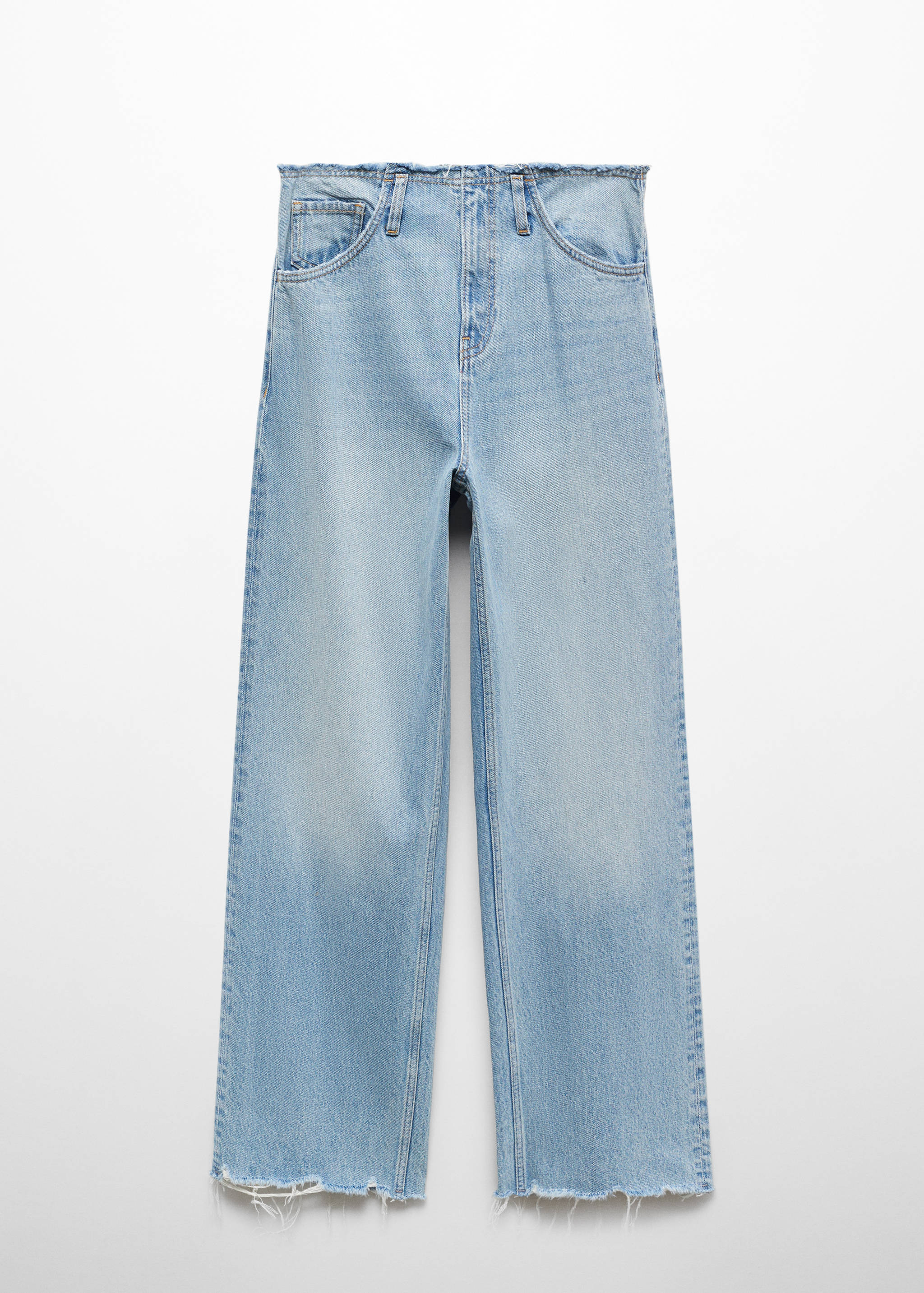 Wide leg jeans with frayed hem - Article without model