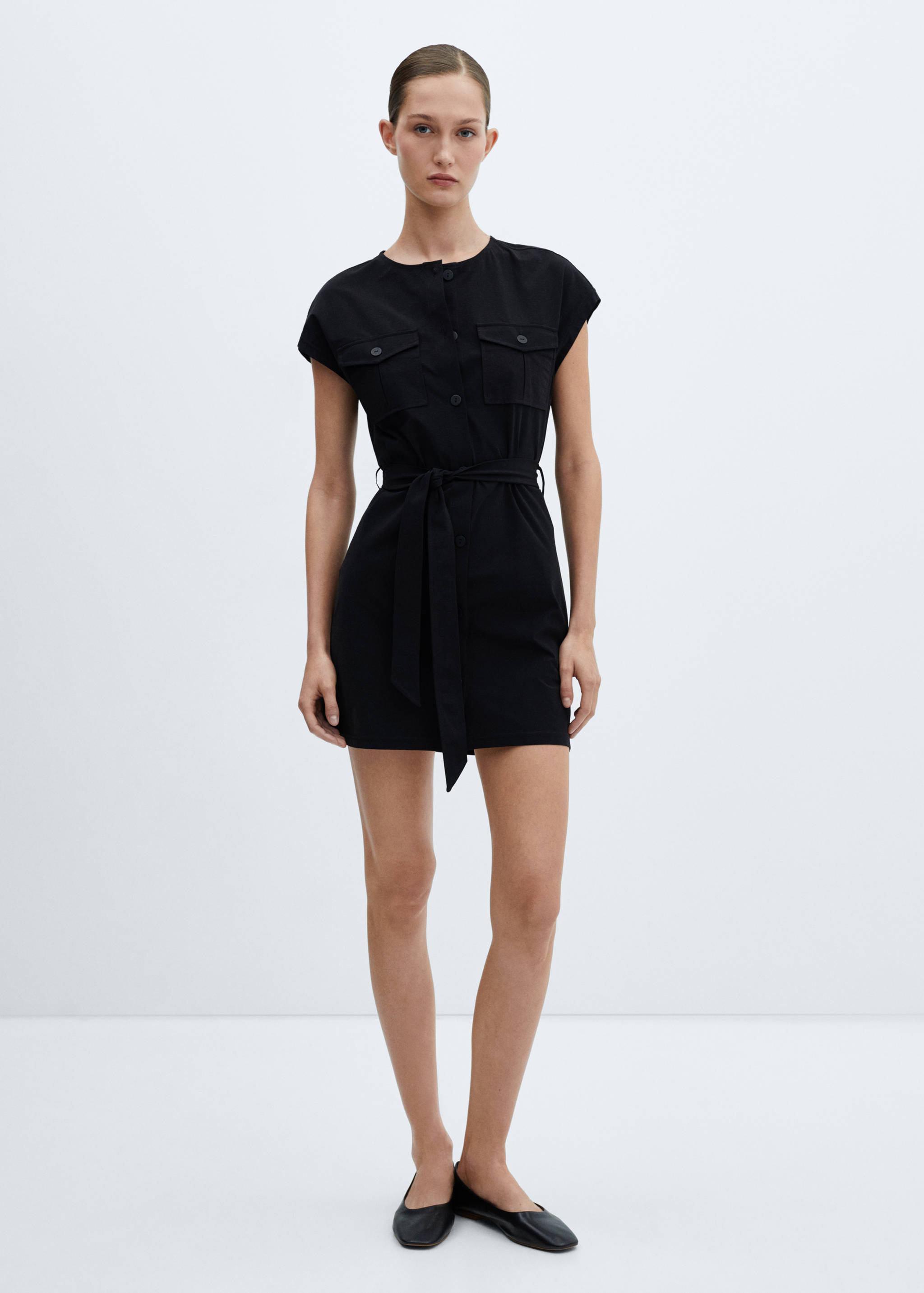 Dress with bow and pocket detail - General plane