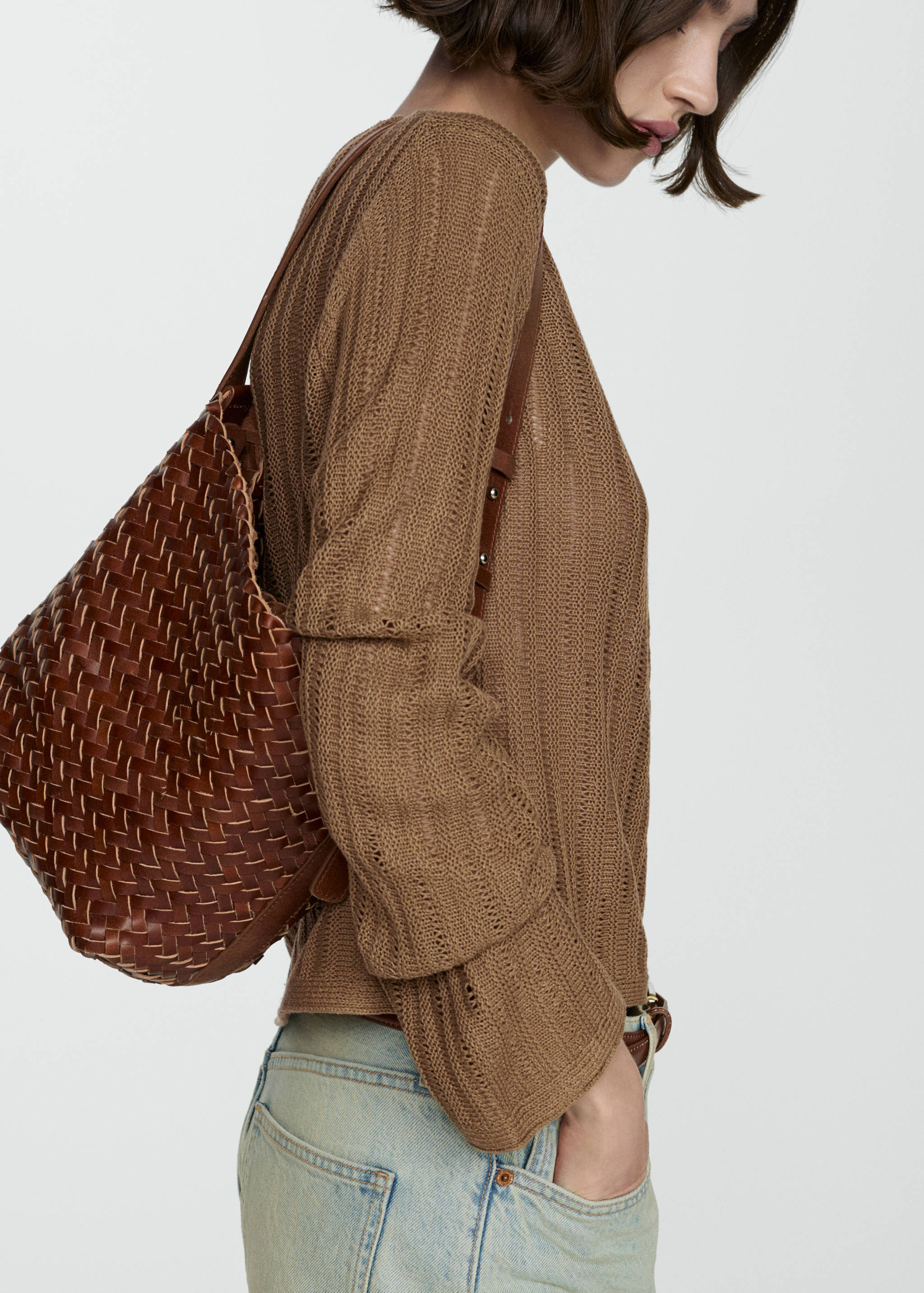 Джемпер с пропущенными петлями и расклешенными рукавами - Деталь изделия 2