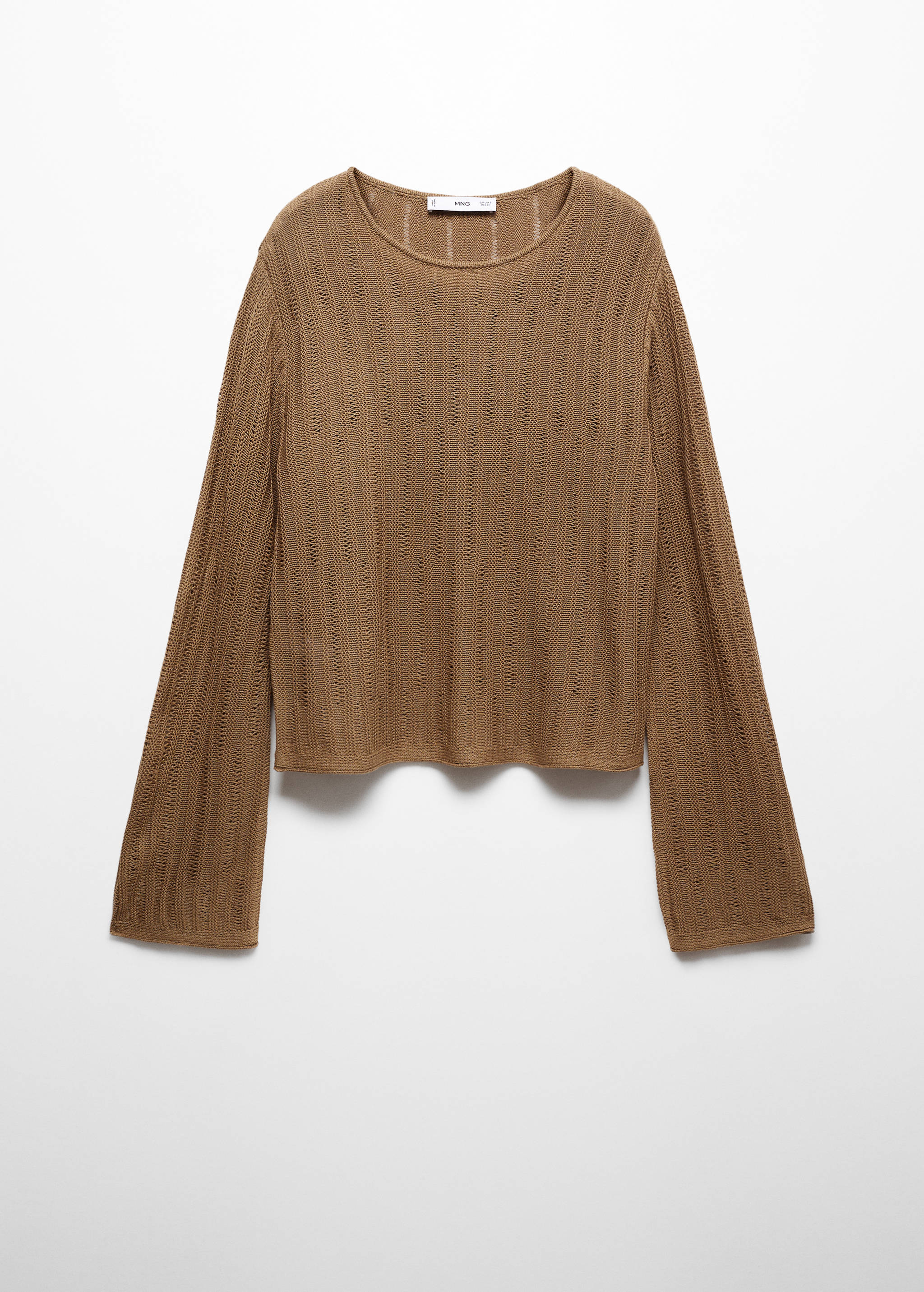 Джемпер с пропущенными петлями и расклешенными рукавами - Изделие без модели