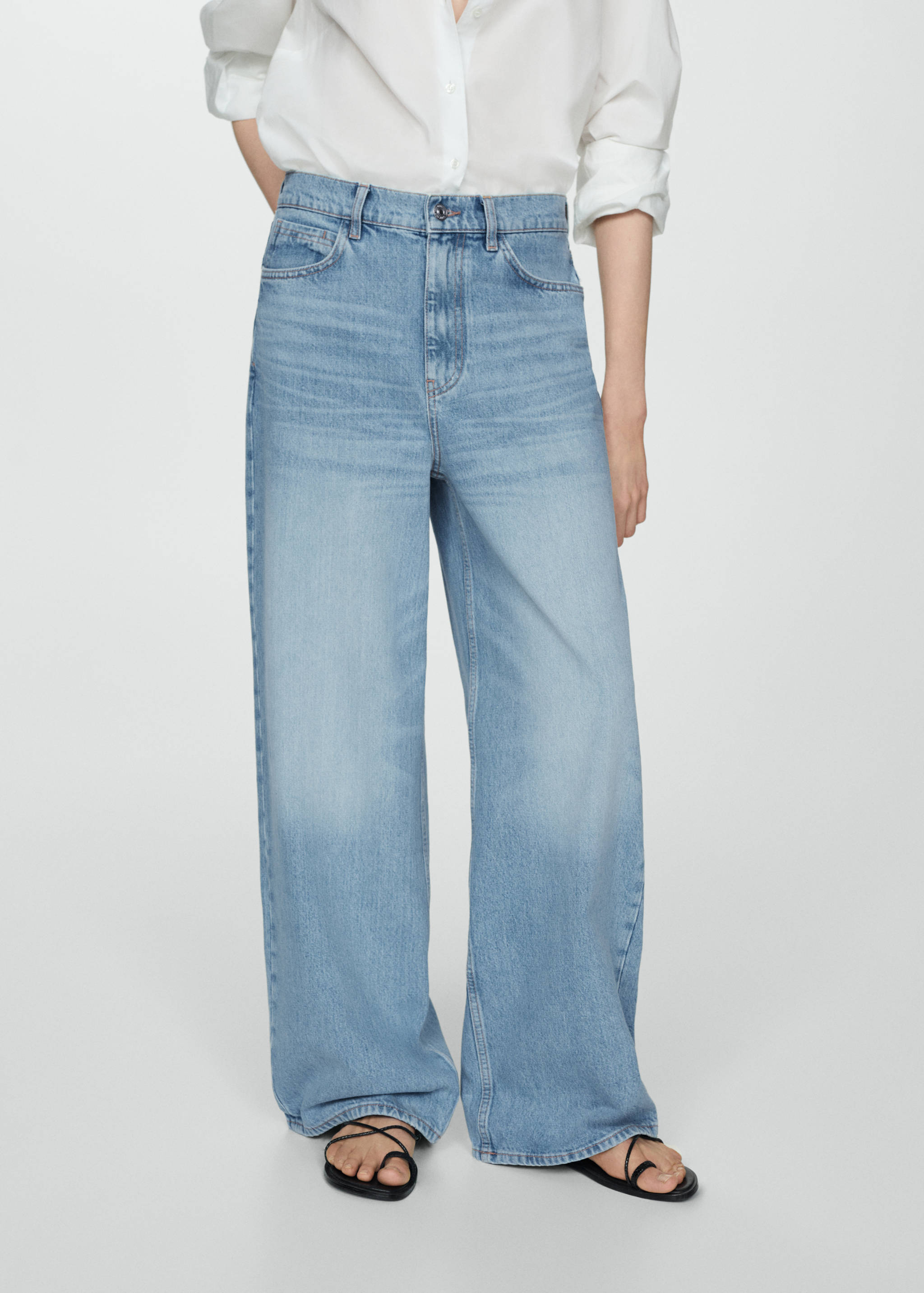 Low-rise loose-fit wide leg jeans - Medium plane