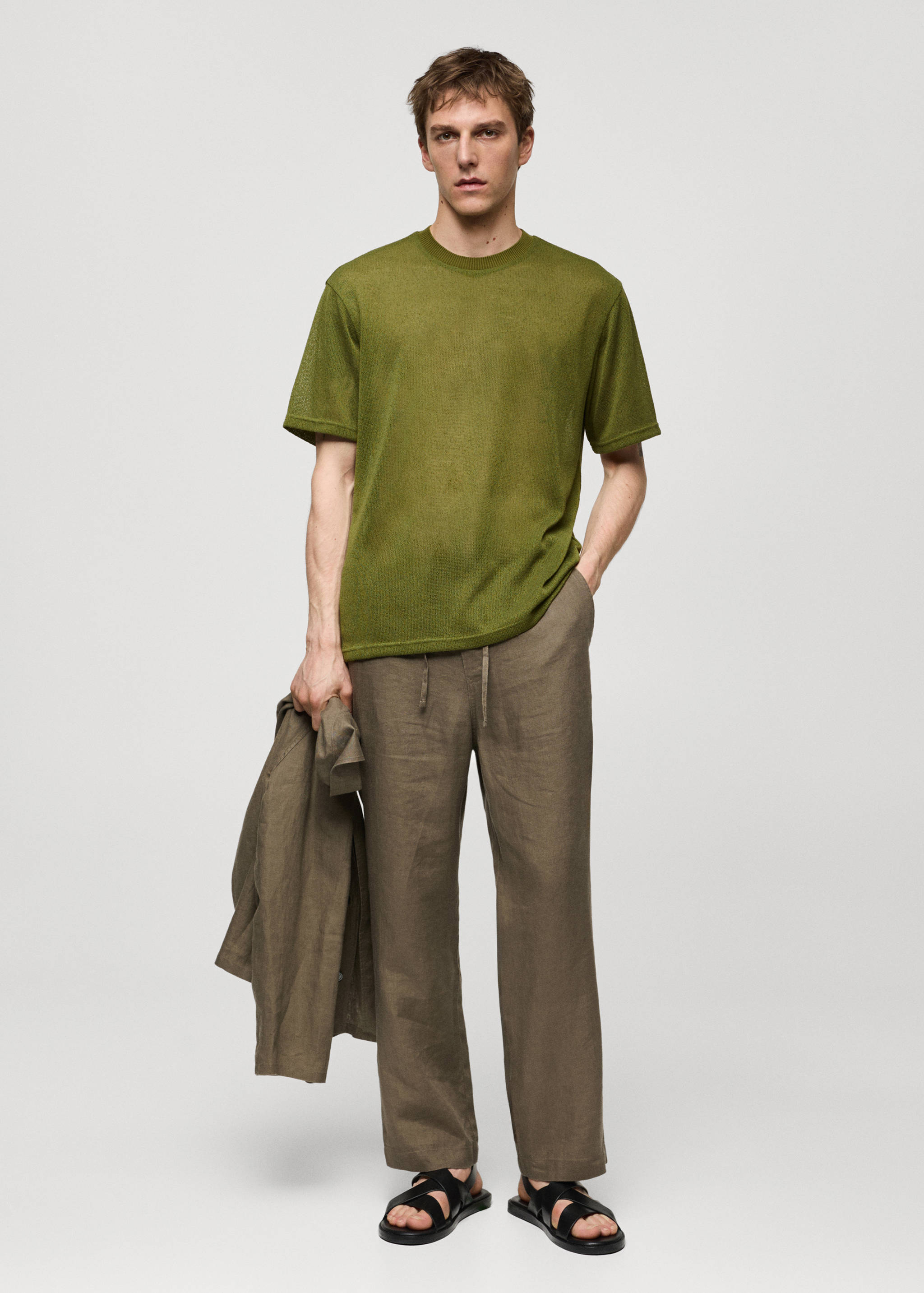 100% linen pants with drawstring - General plane