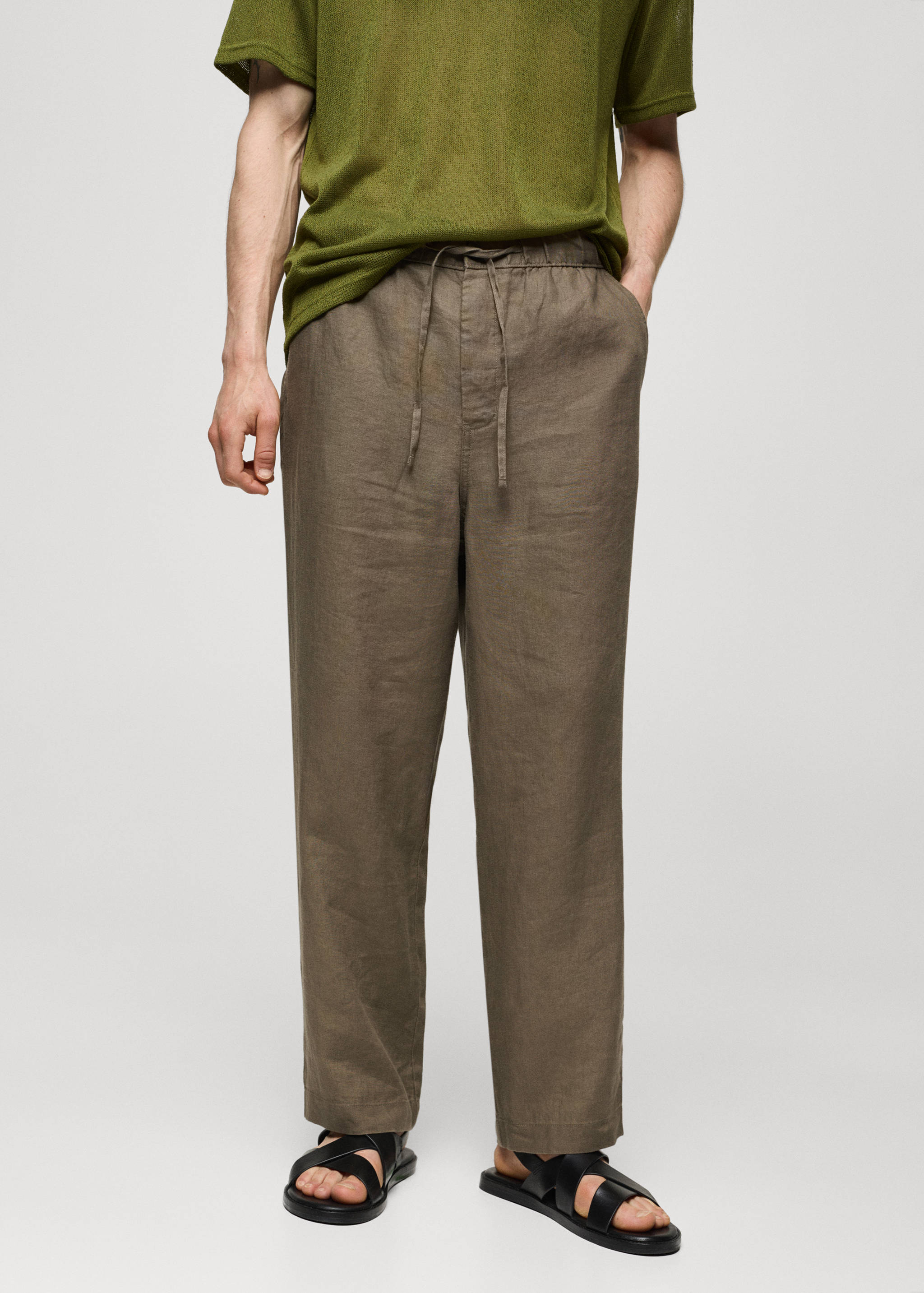 100% linen pants with drawstring - Medium plane
