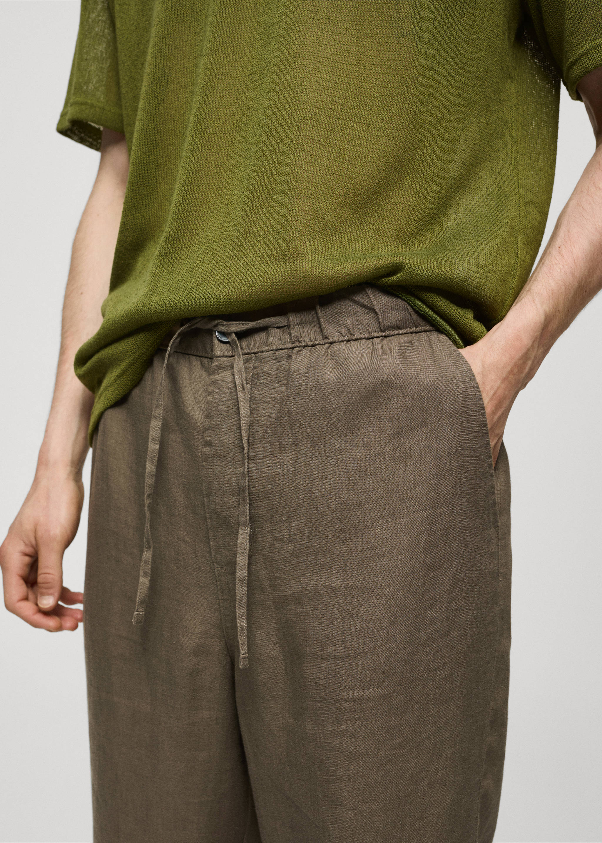 100% linen pants with drawstring - Details of the article 1